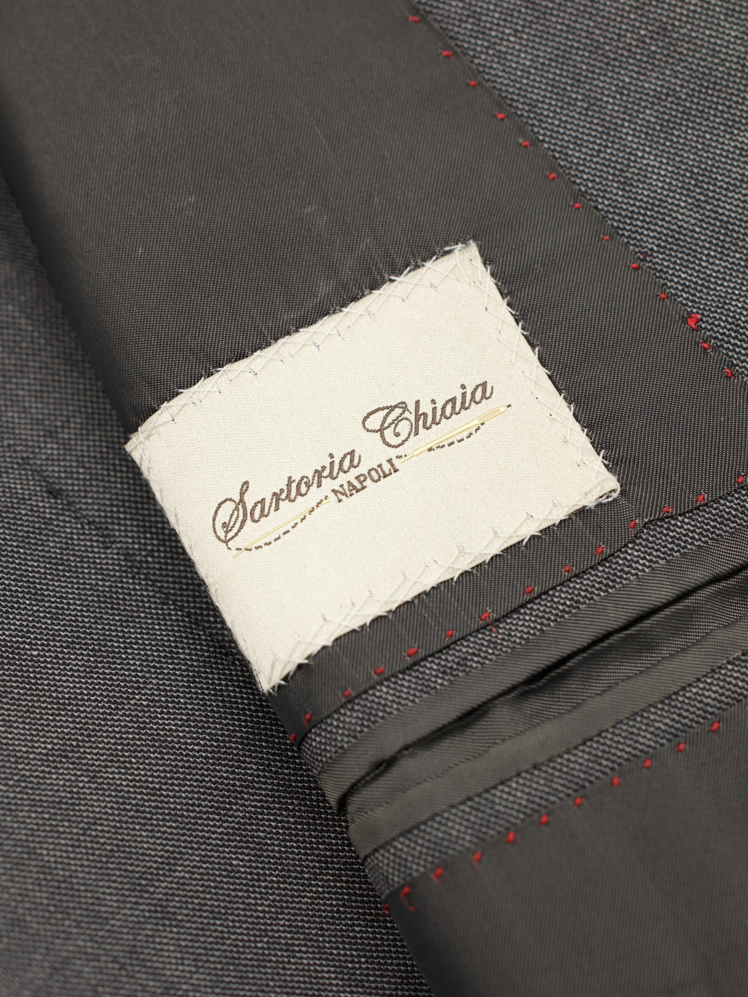 Sartoria Chiaia Grey Wool Sharkskin Neapolitan Suit