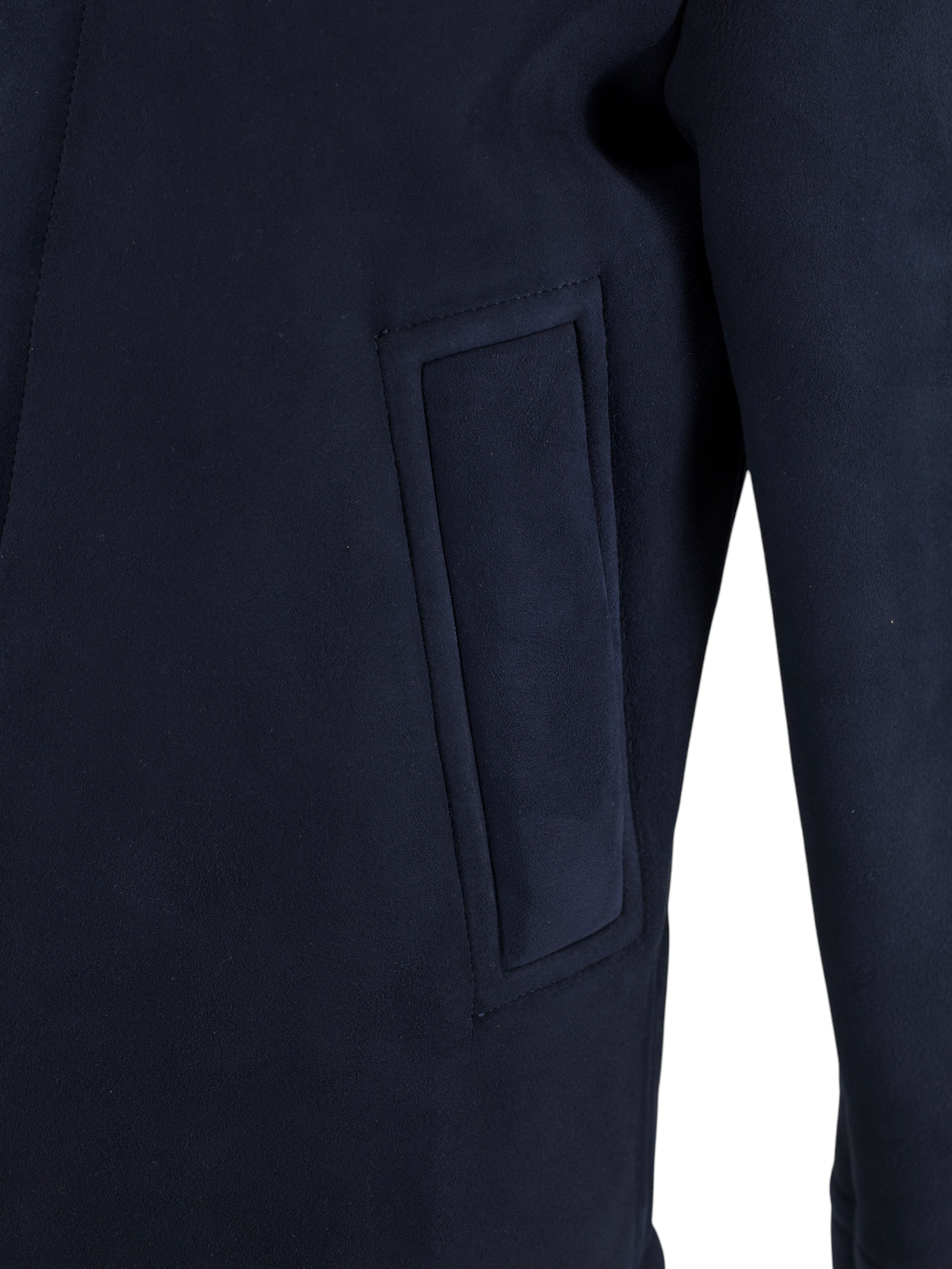 Valstar Navy Lambskin-Suede Shearling Deck Jacket