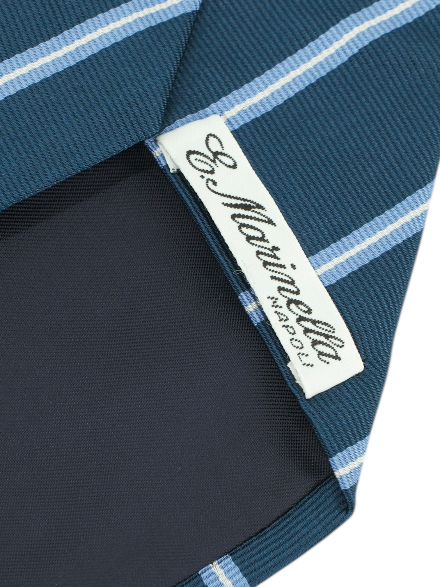 E.Marinella Petrol & White Silk Club Stripe Tie