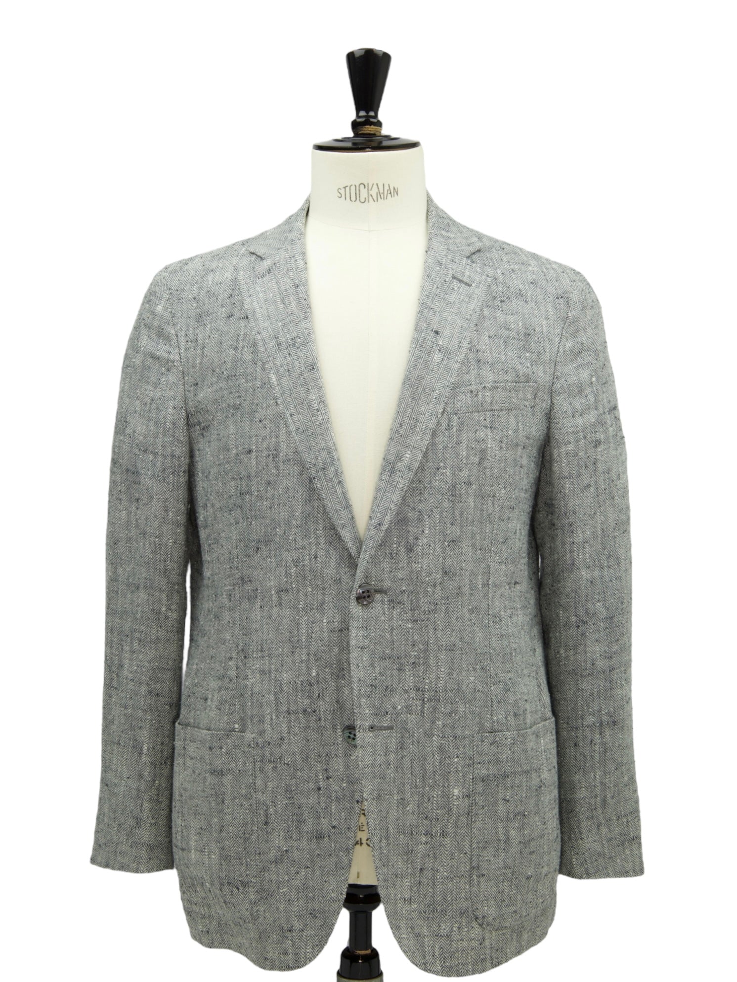 Brioni Light Grey Silk & Linen Donegal Tweed Herringbone Jacket