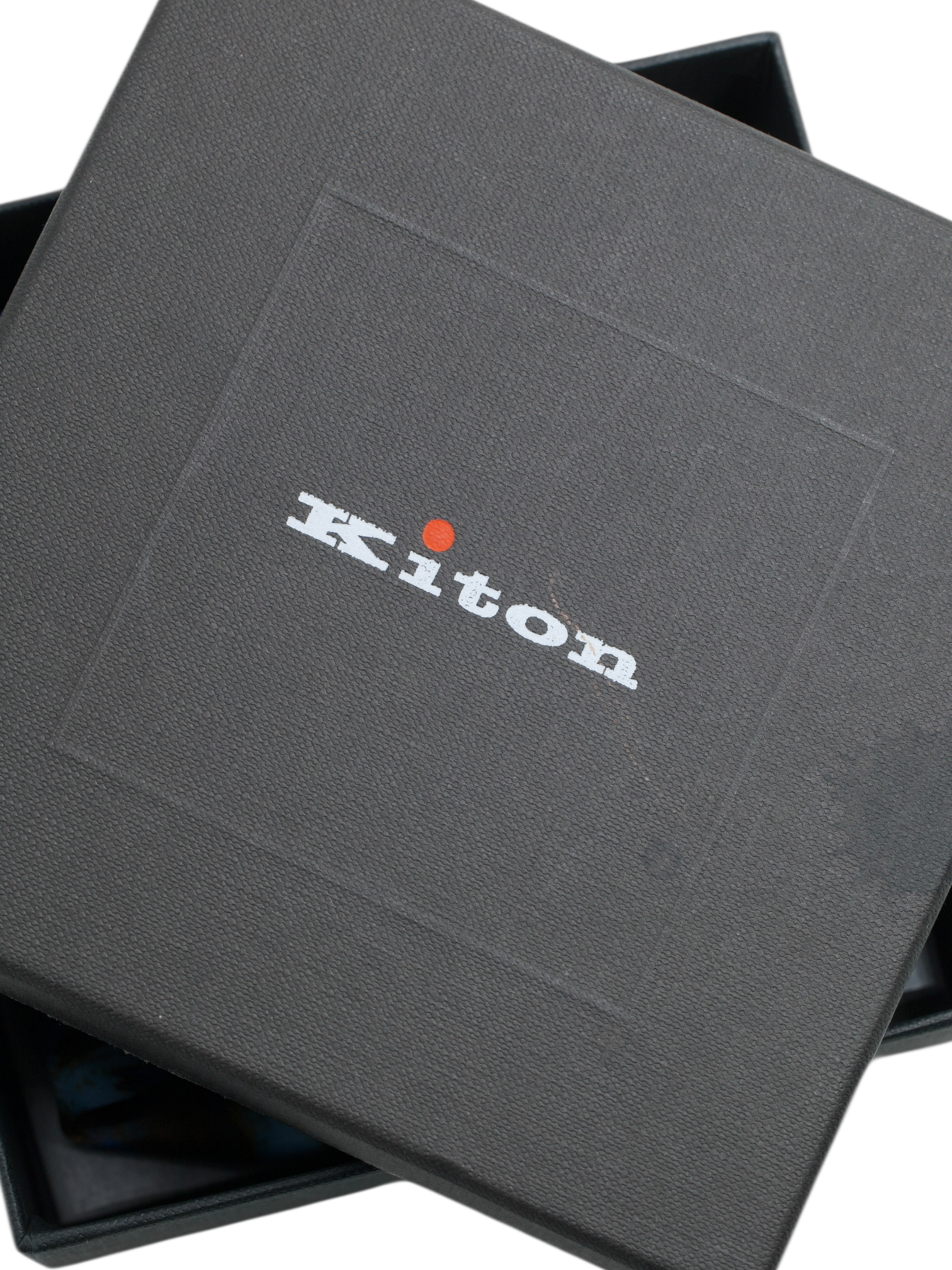 Kiton Blue Silk Leave-Pattern Handrolled Pocketsquare