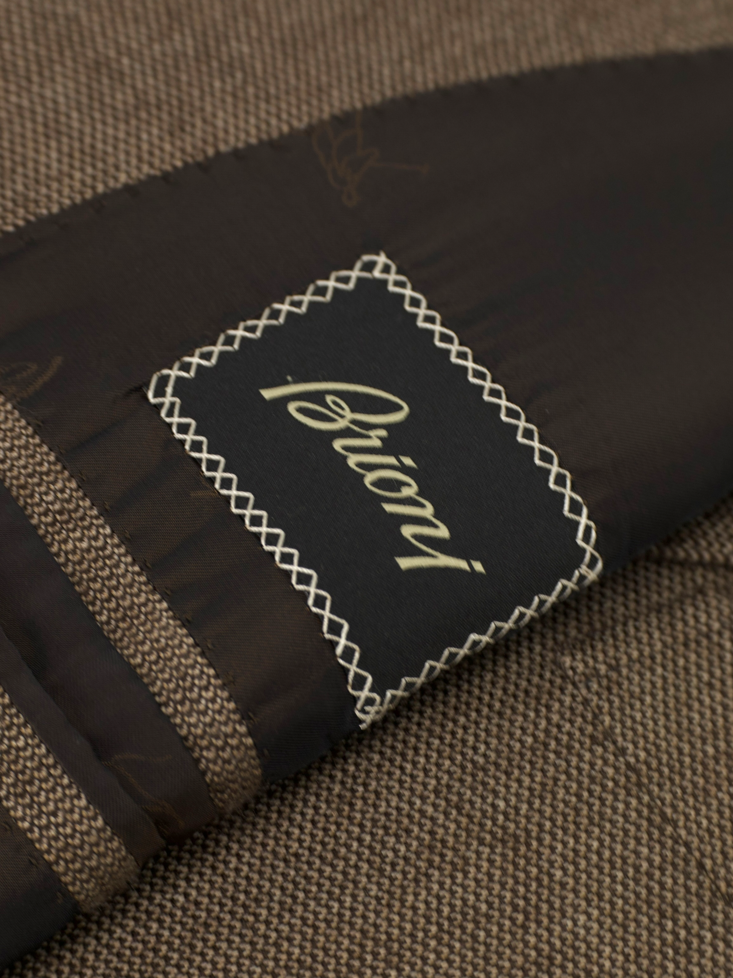 Brioni Light Brown Pure Cashmere Micro-Pattern Palatino Jacket