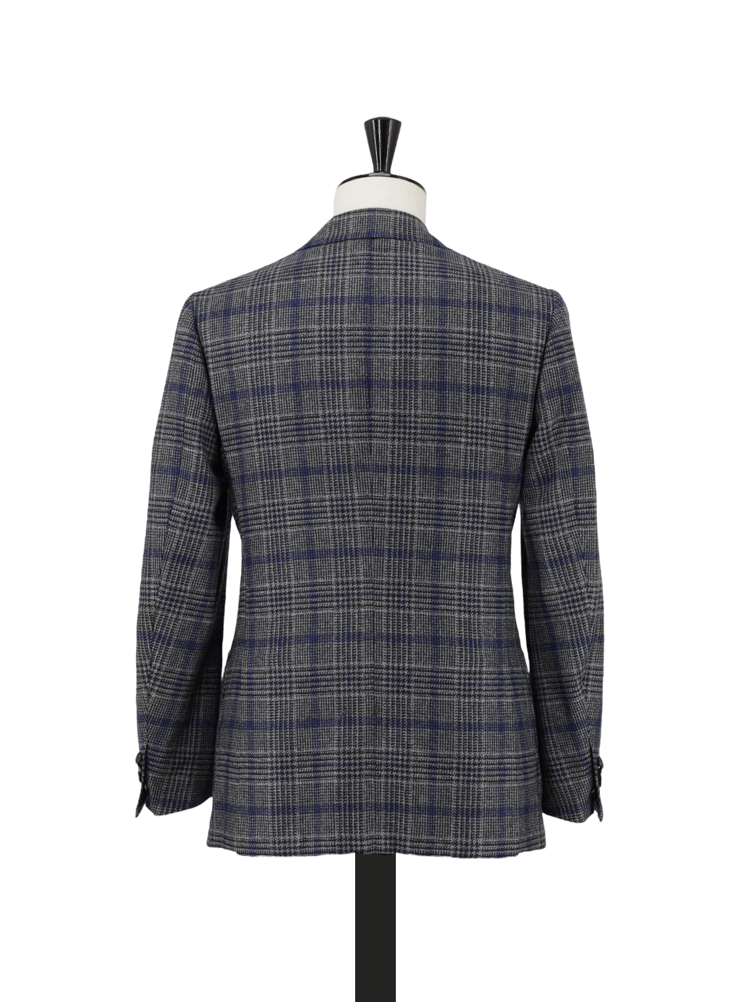 Cesare Attolini Grey & Dark Blue Pure Cashmere Overcheck Jacket