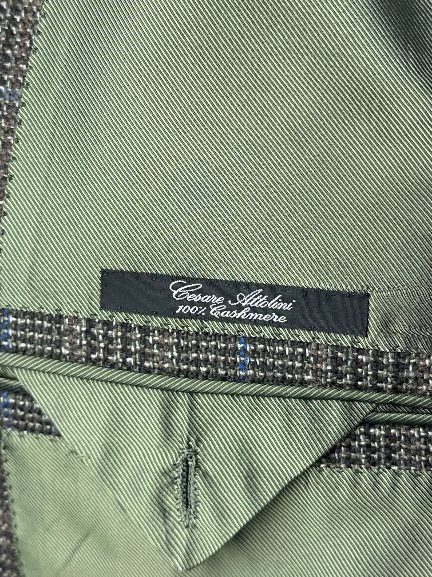 Cesare Attolini Olive Green Prince of Wales Cashmere Jacket