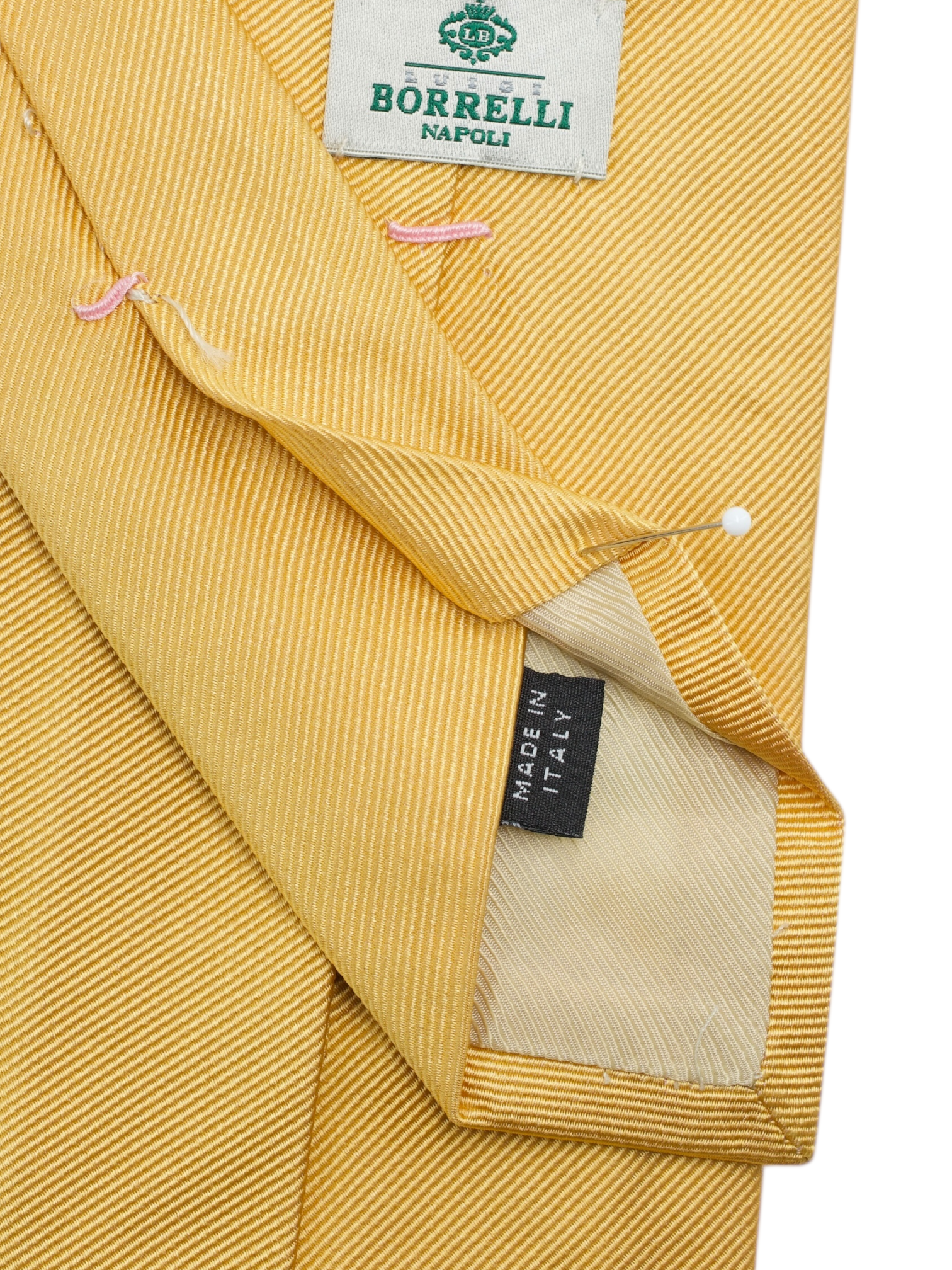 Luigi Borrelli 5-Fold Sunflower Yellow Silk Satin Weave Tie