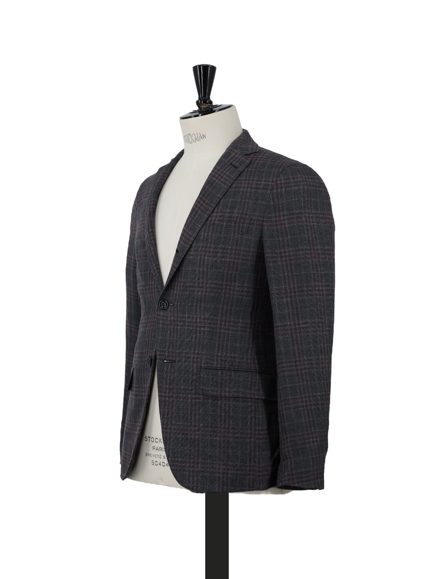 Ermenegildo Zegna Warm Taupe & Maroon Linen, Wool & Silk Check Jacket