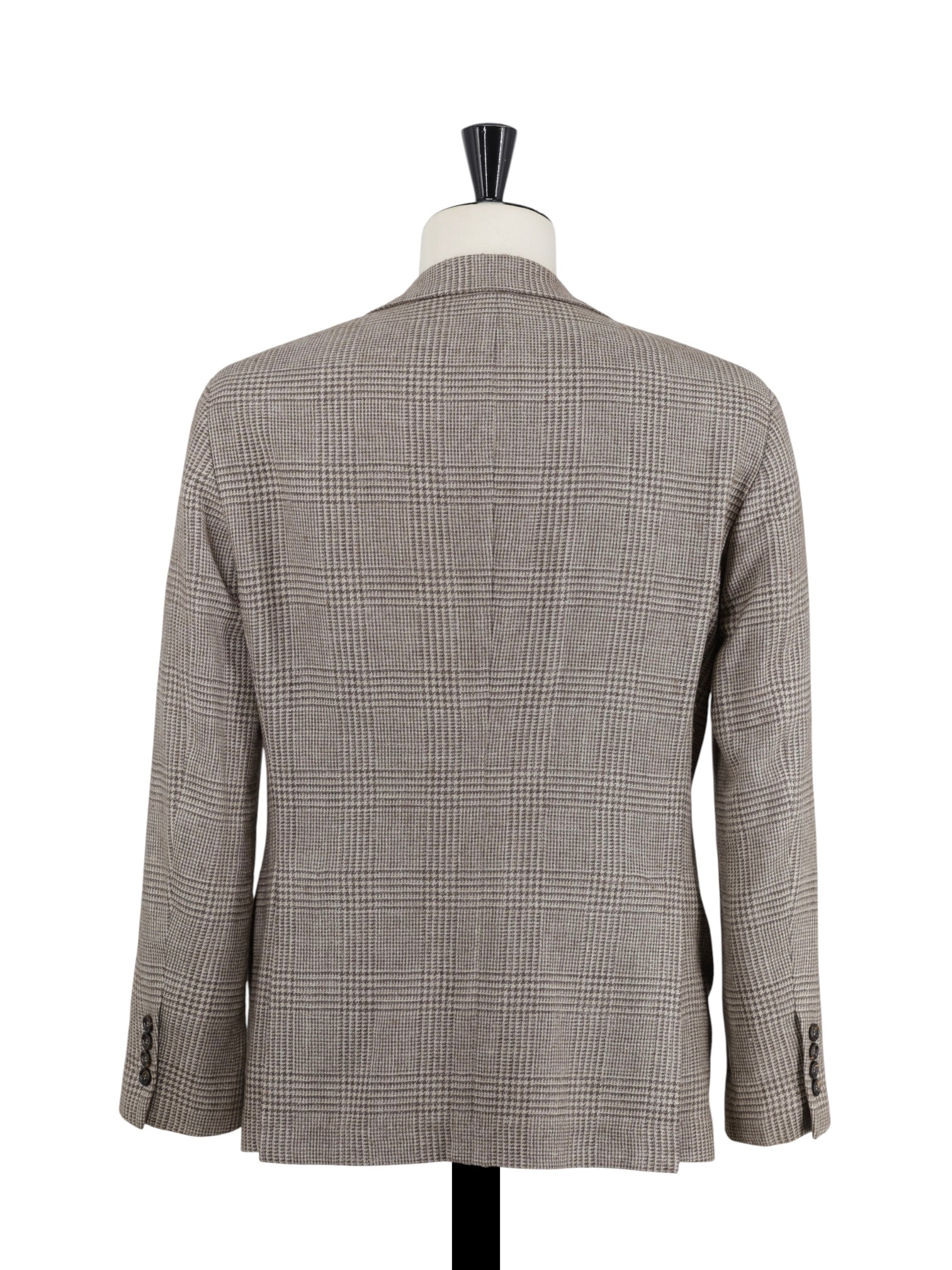 Brunello Cucinelli Light Brown Wool, Silk & Linen Prince of Wales Jacket
