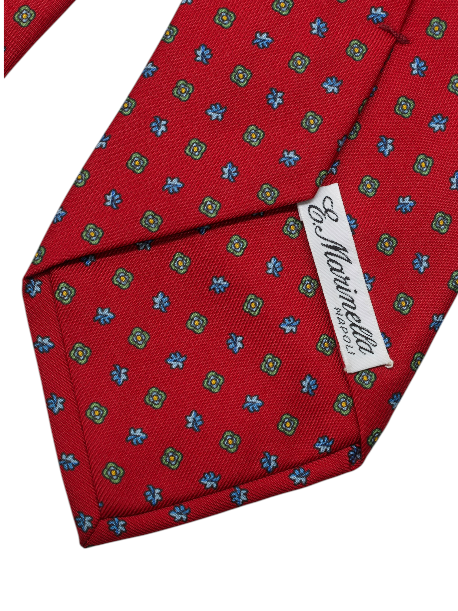 E.Marinella Cardinal Red & Multicolor Silk Floral Pattern Tie
