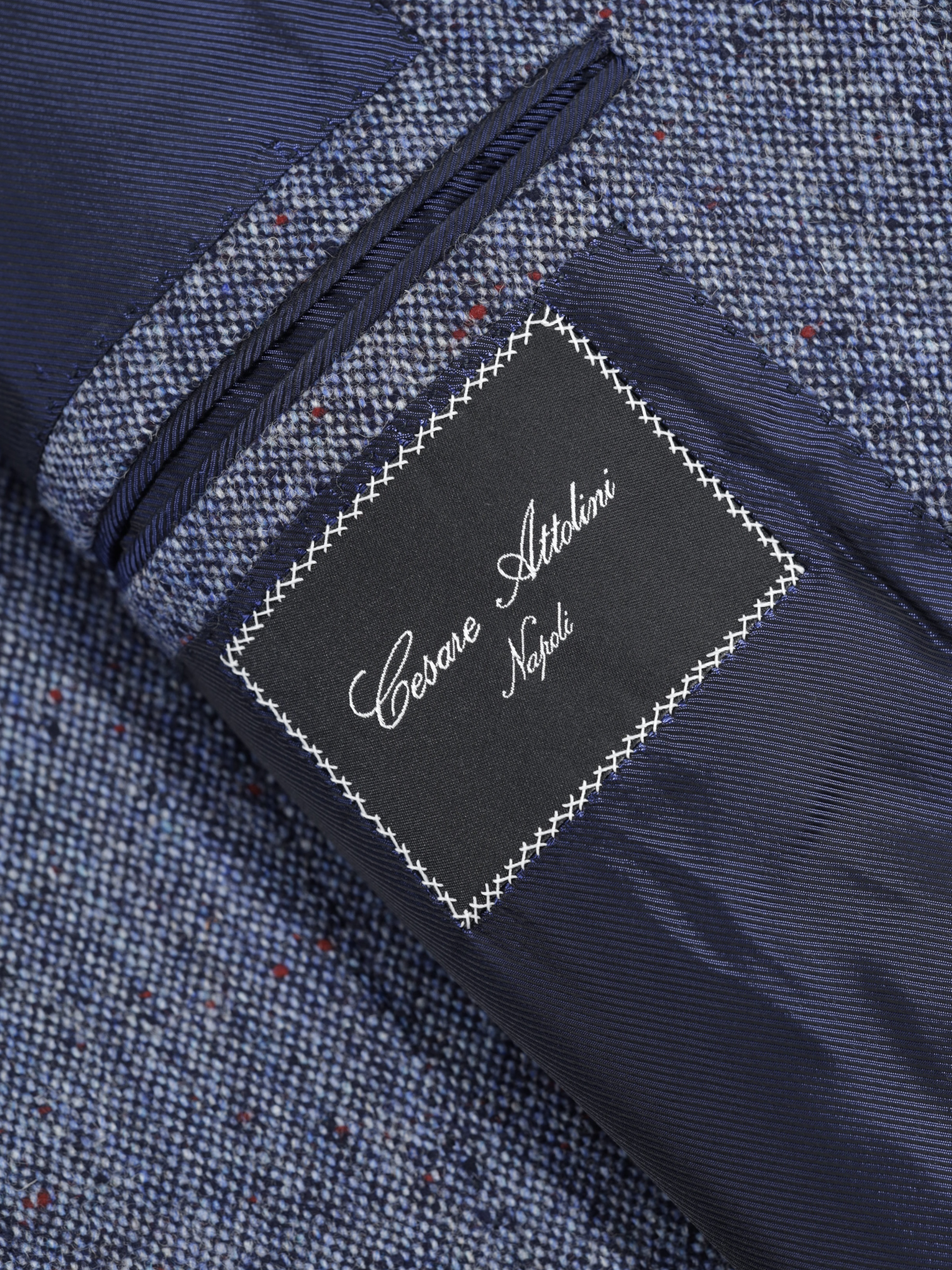Cesare Attolini Steel Blue & Multicolor Donegal Tweed-Wool Jacket