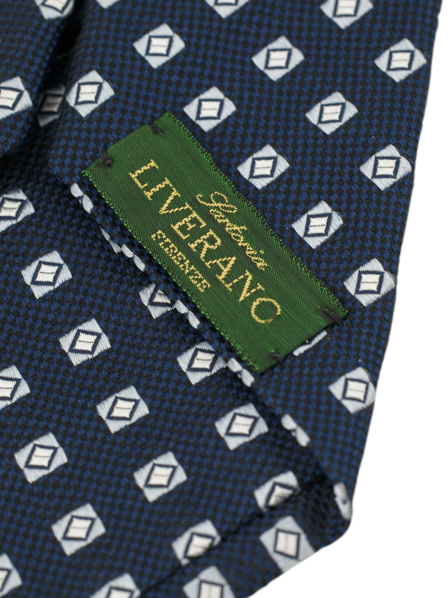 Liverano 5-Fold Blue Silk Geometric Tie