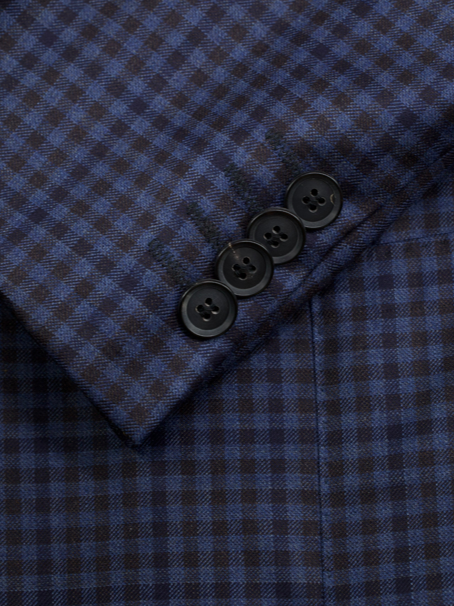 Caruso Steel Blue & Castagne Brown Super 130's Wool Gingham-Check Jacket