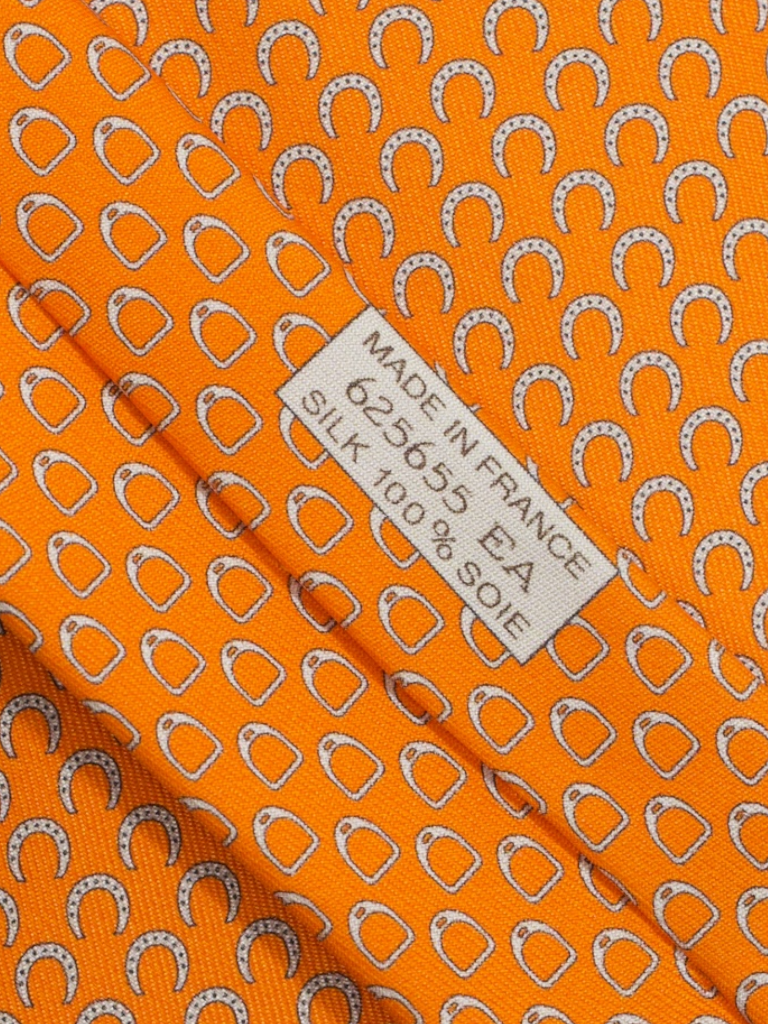 Hermès Orange Silk Equestrian Hoof Pattern Tie