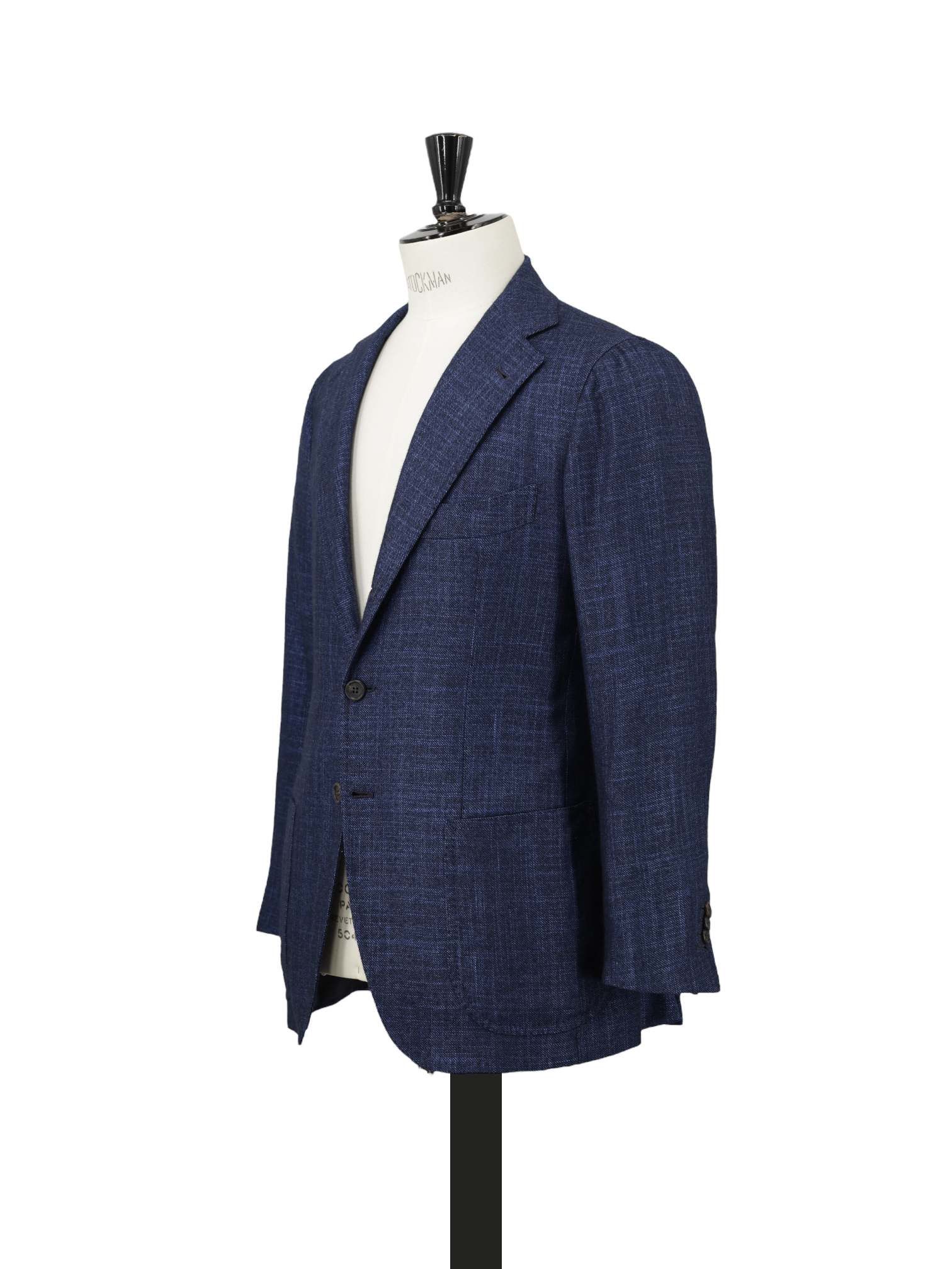 Orazio Luciano Blue Bicolor Silk & Cashmere Micro-Pattern Jacket