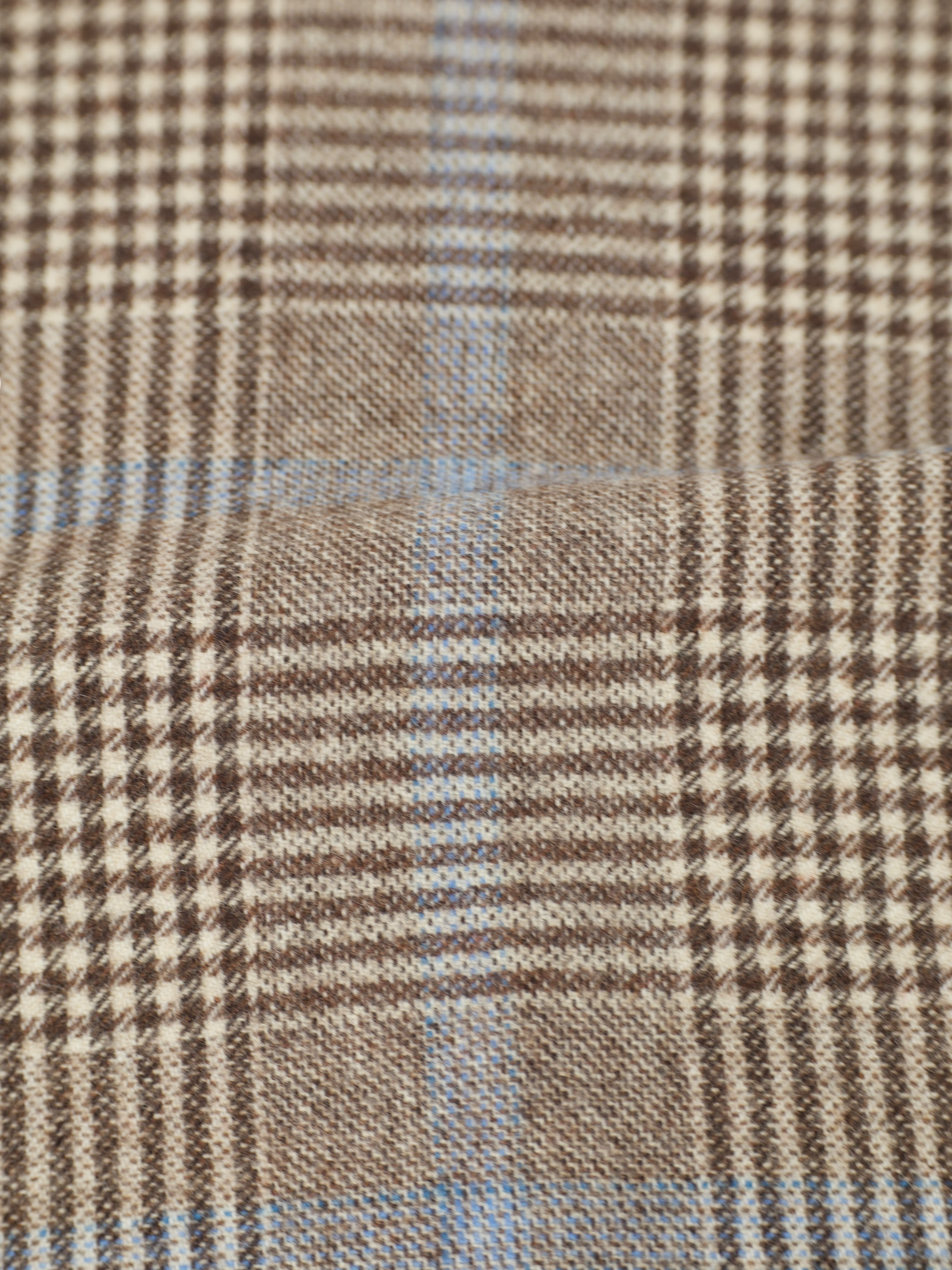 Brioni Light Brown & Blue Brushed Wool Prince of Wales Senato Jacket