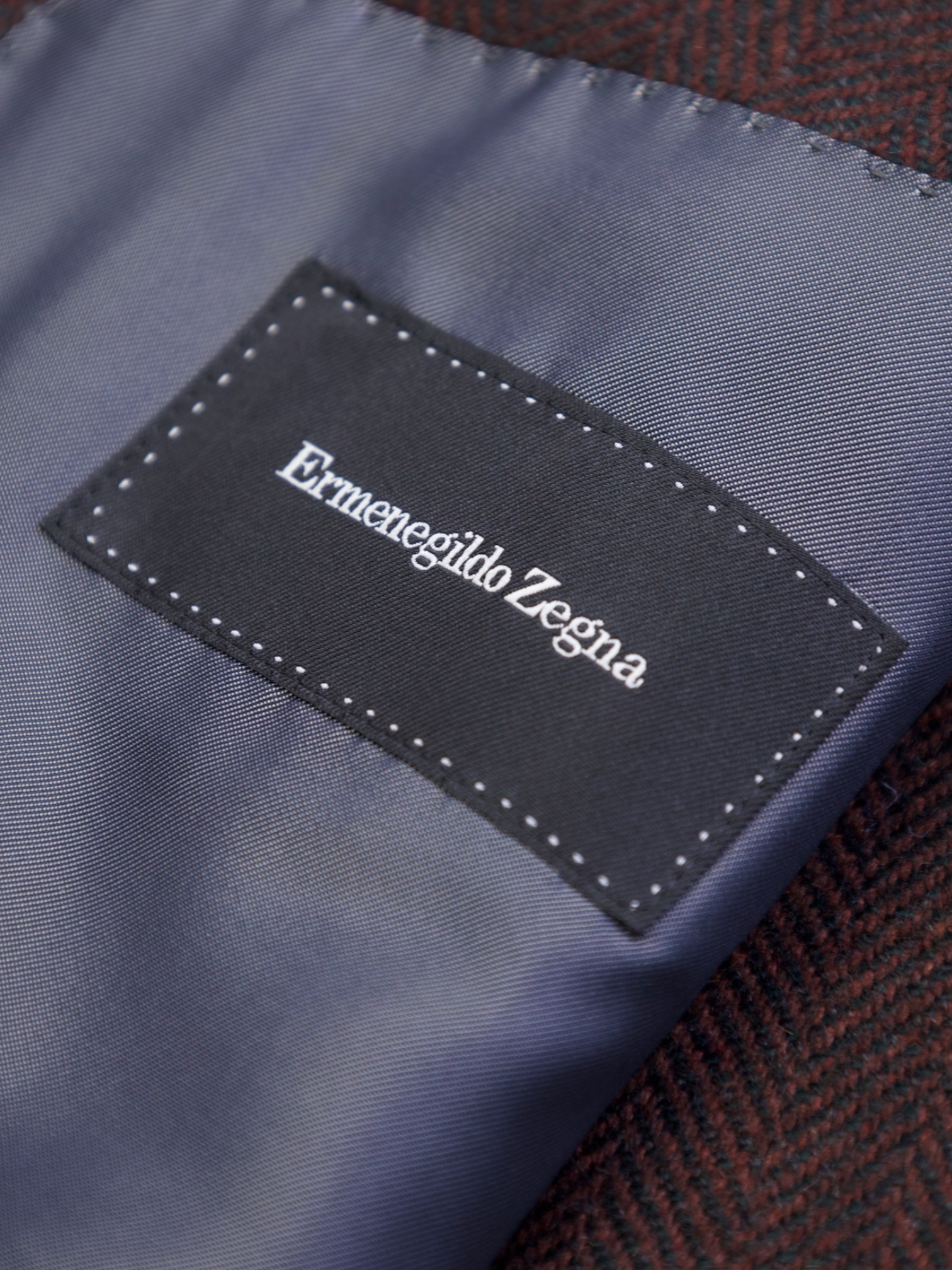 Ermenegildo Zegna Dark Brown Pure Cashmere Herringbone Jacket