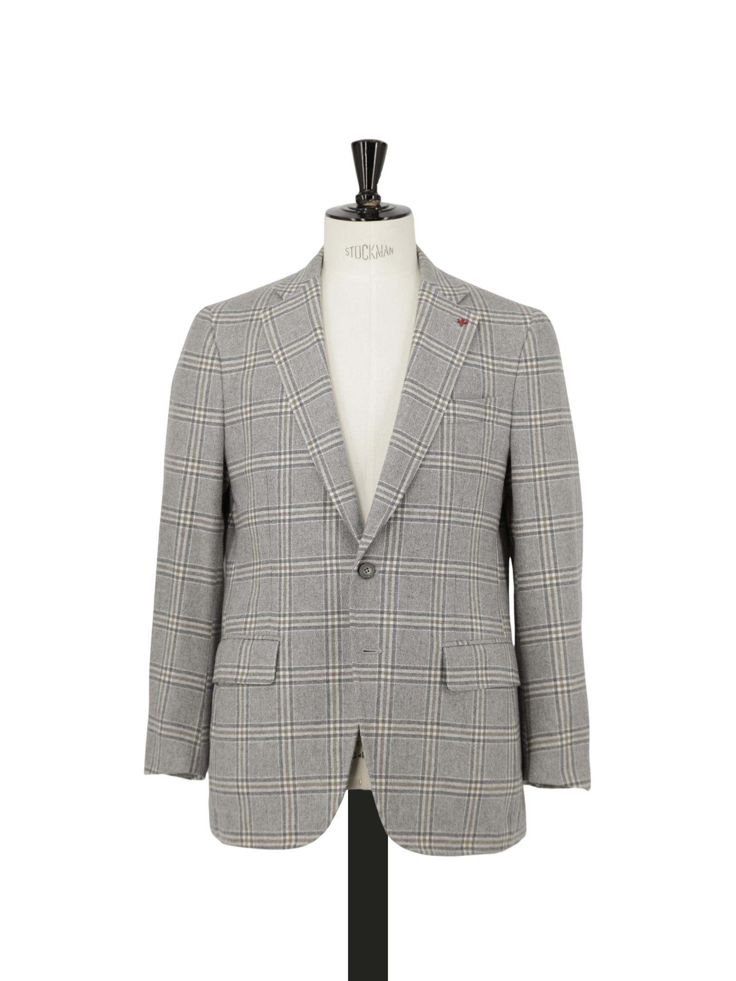 Isaia Taupe Super 130's Saxony Wool Glenplaid Winter Jacket