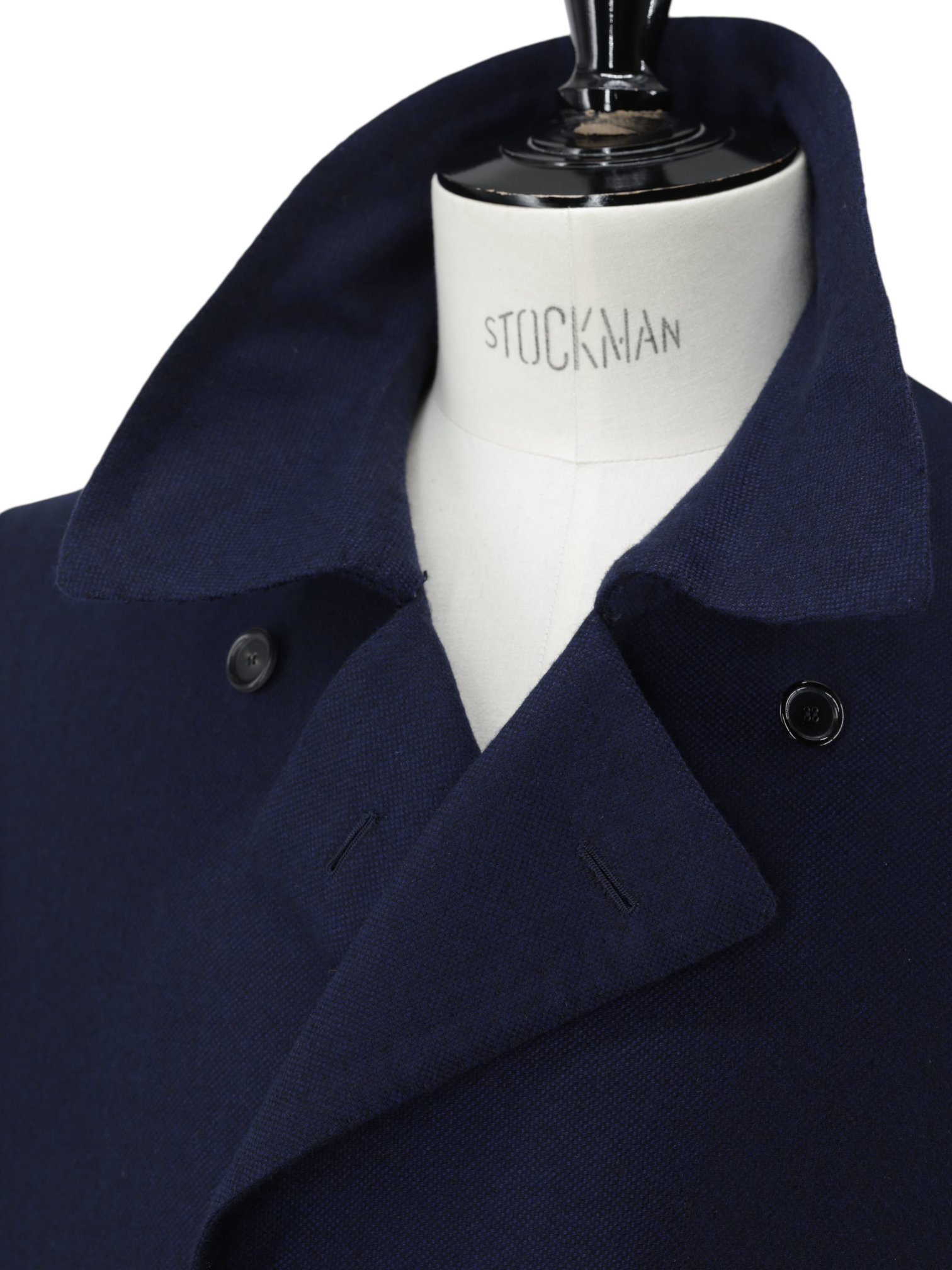 Cesare Attolini Navy Pure Cashmere Double Breasted Micro-Pattern Peacoat