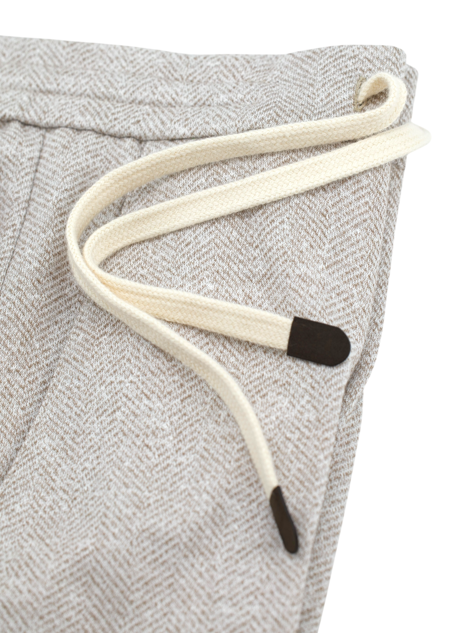 Marco Pescarolo Taupe Cotton & Linen Herringbone Drawstring Trousers