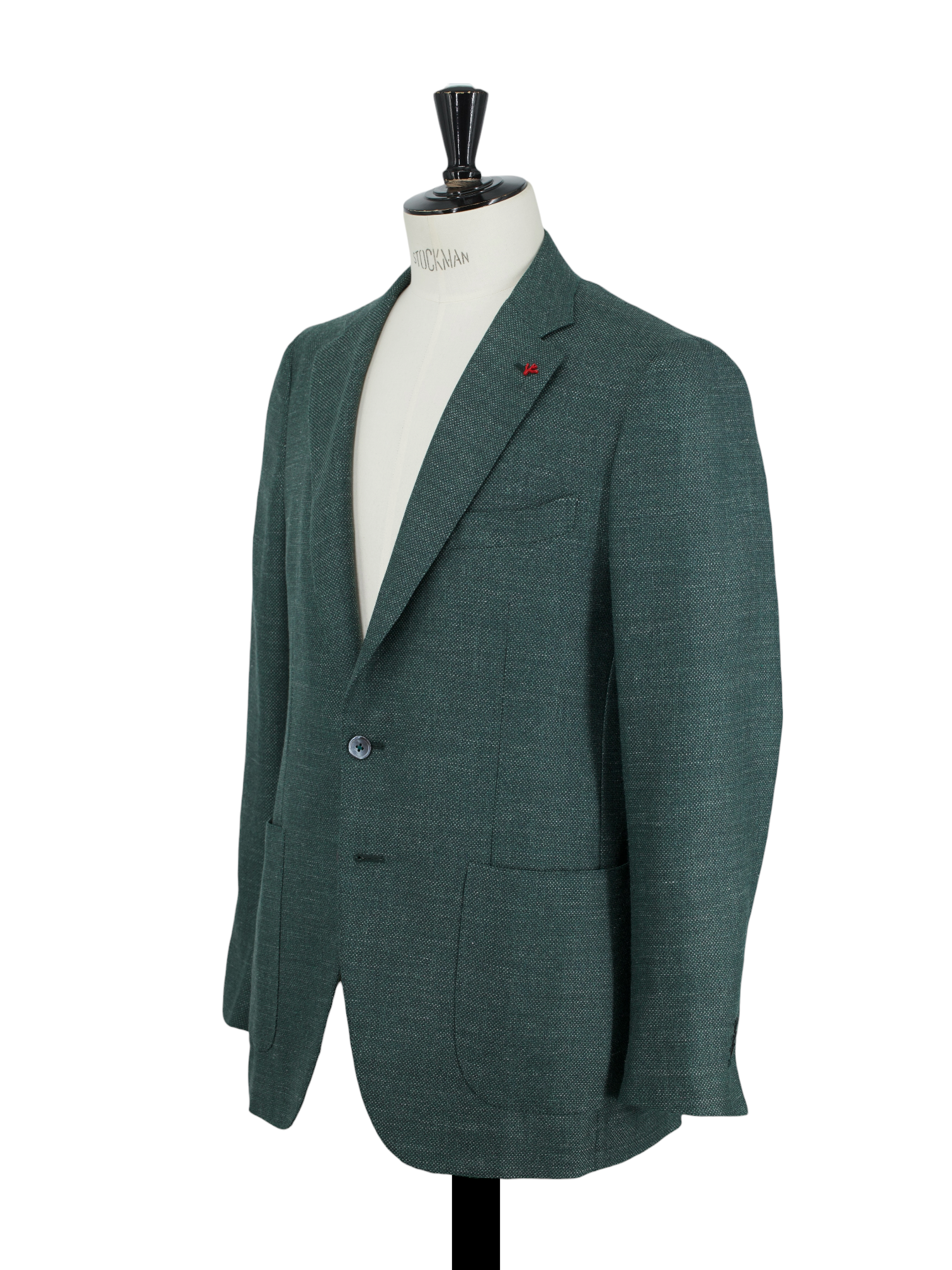 Isaia Verdigris Green Wool, Silk & Linen Basket-Weave Jacket