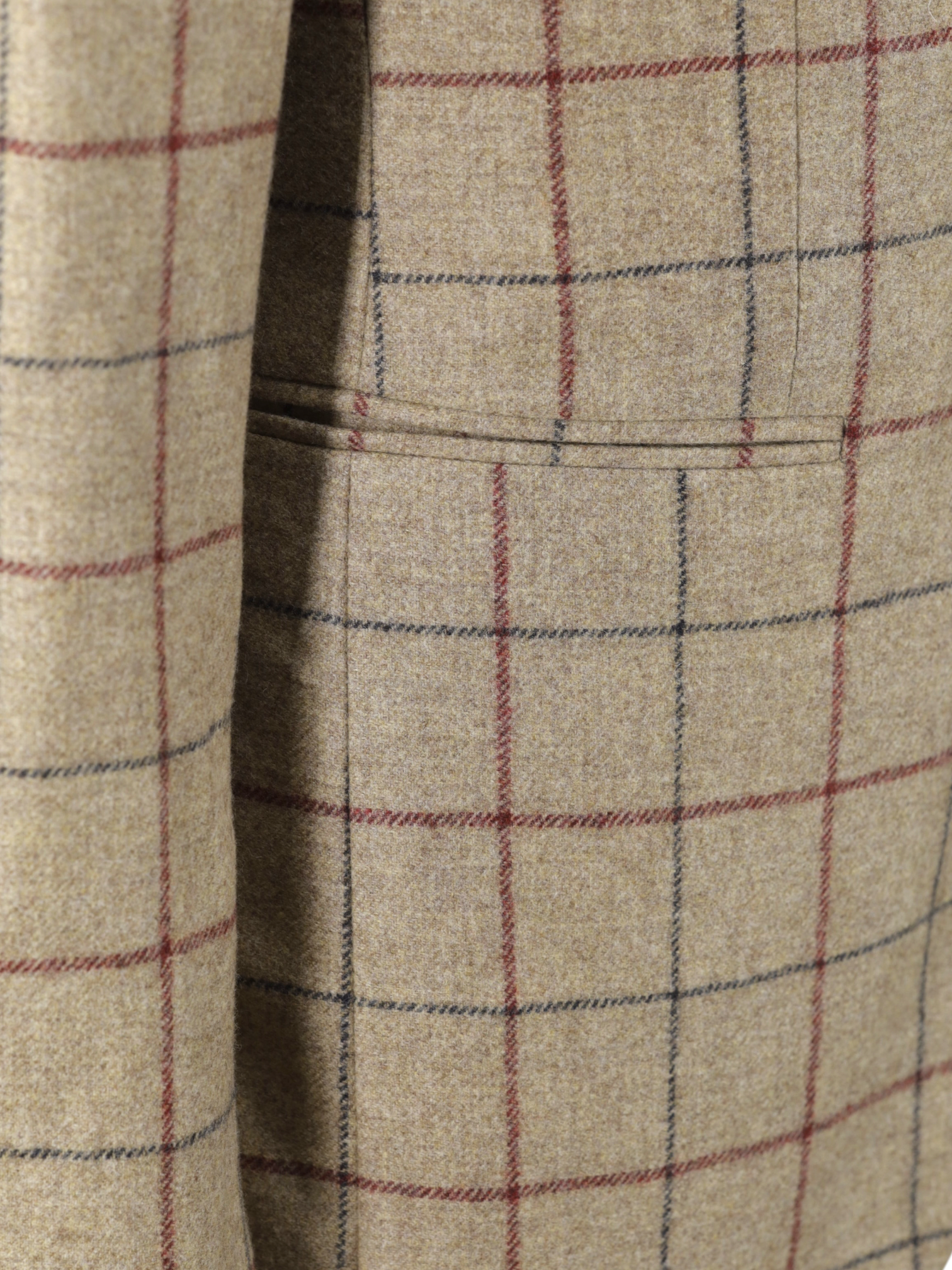 Caruso Brown & Burgundy Wool-Flannel Windowpane Jacket