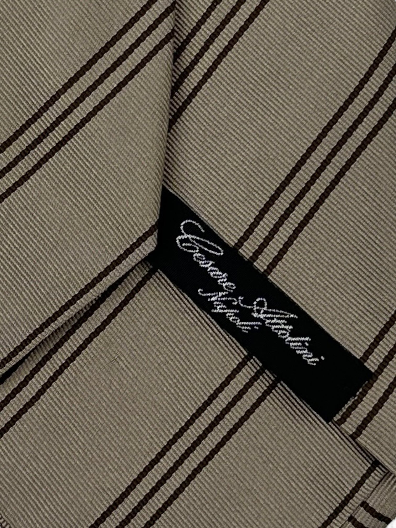 Cesare Attolini Sand Club Stripe Tie