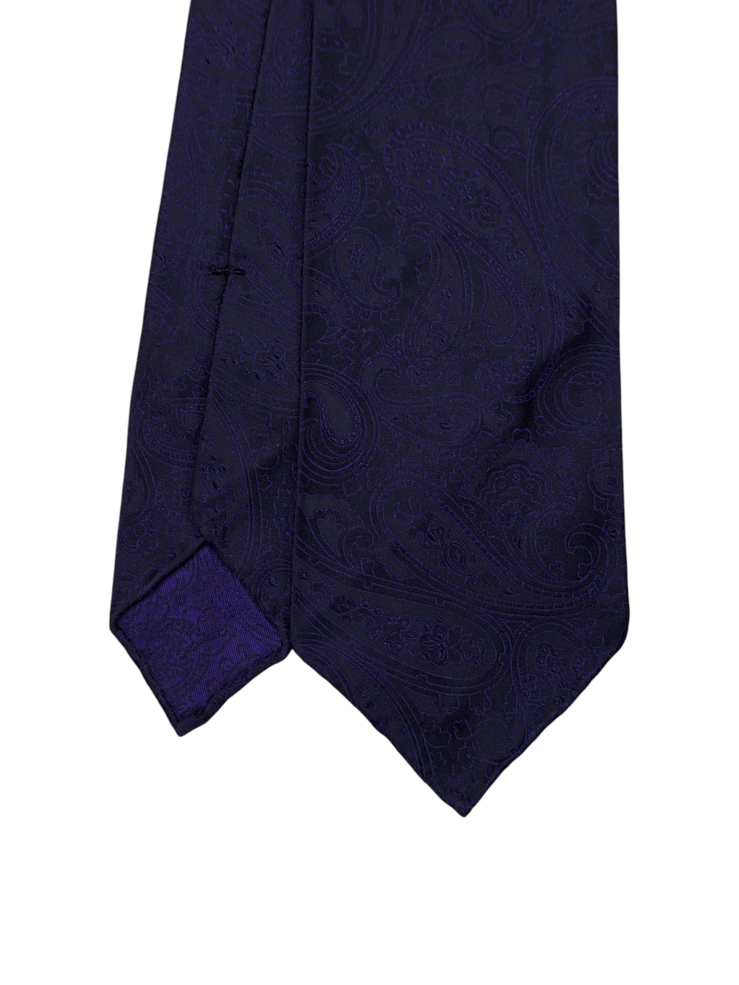 Kiton 5-Fold Navy Handrolled Silk Paisley Tie