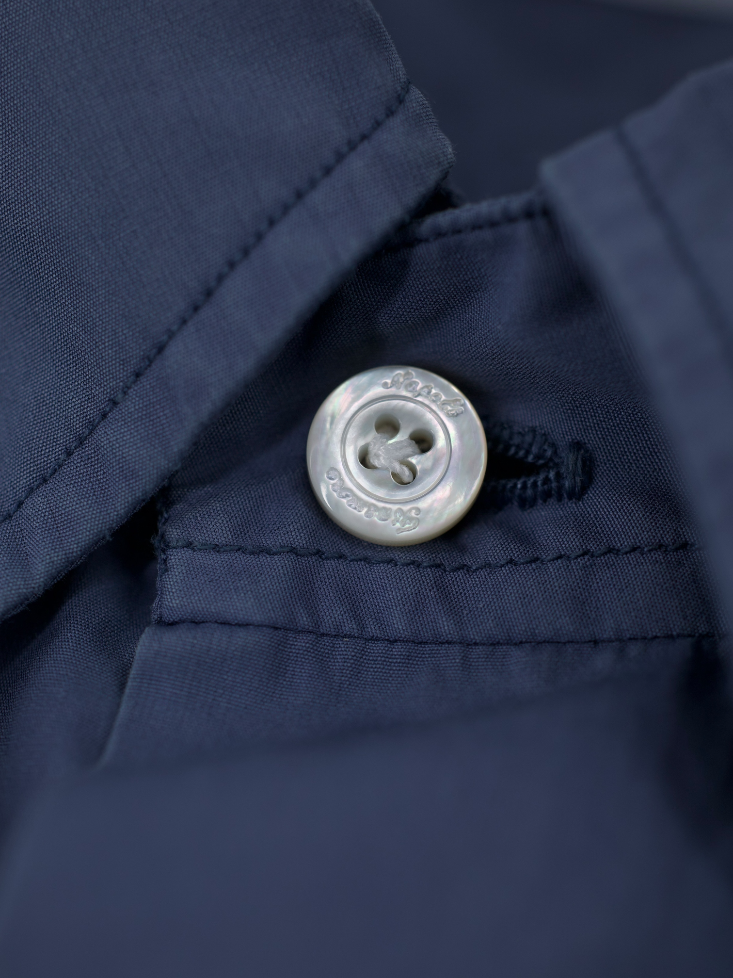 Finamore Steel Grey Poplin Cotton Button-Down Collar Shirt