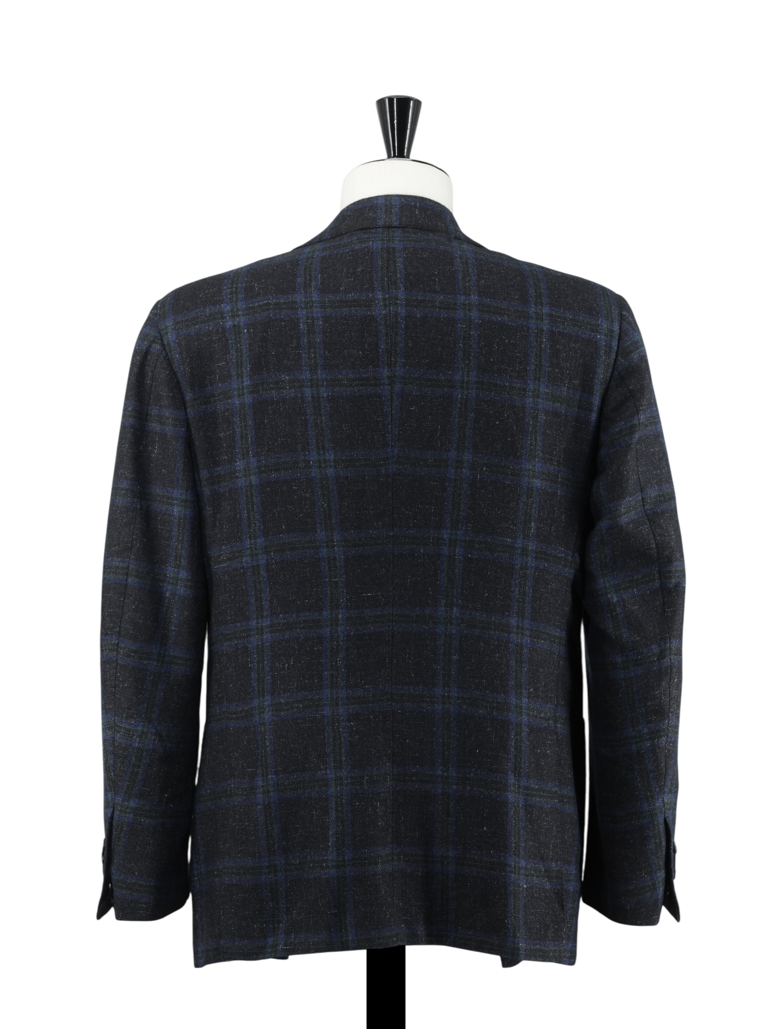 Kiton Navy & Green Cashmere, Silk Cotton & Vicuña Bolivia Windowpane Jacket