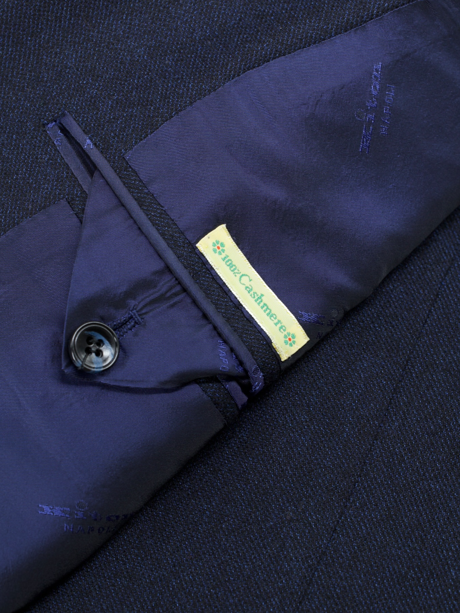 Kiton Navy Pure Cashmere Bicolor Micro-Pattern Winter Suit