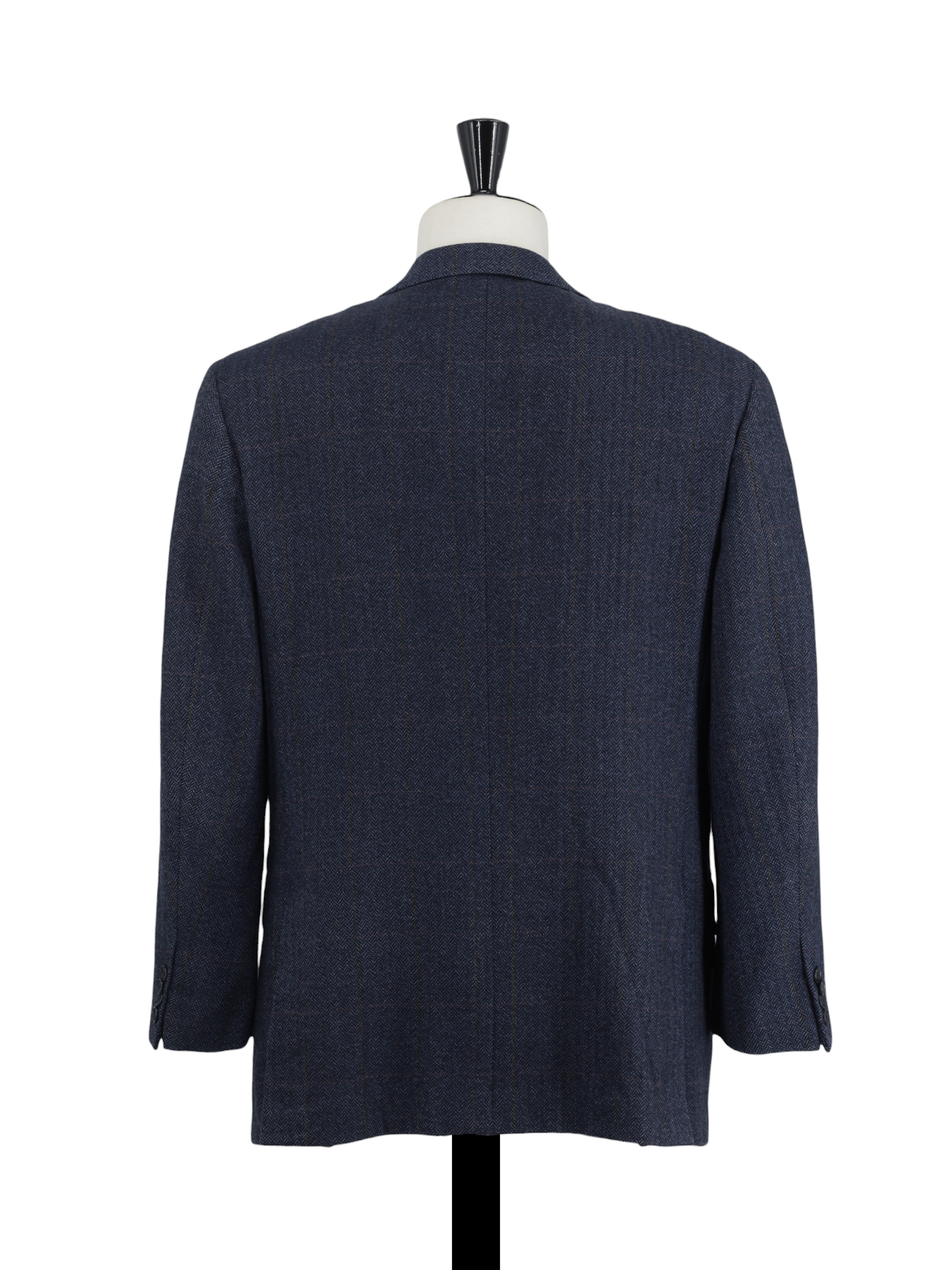 Isaia Vintage Dark Blue & Brown Wool & Cashmere Windowpane Jacket
