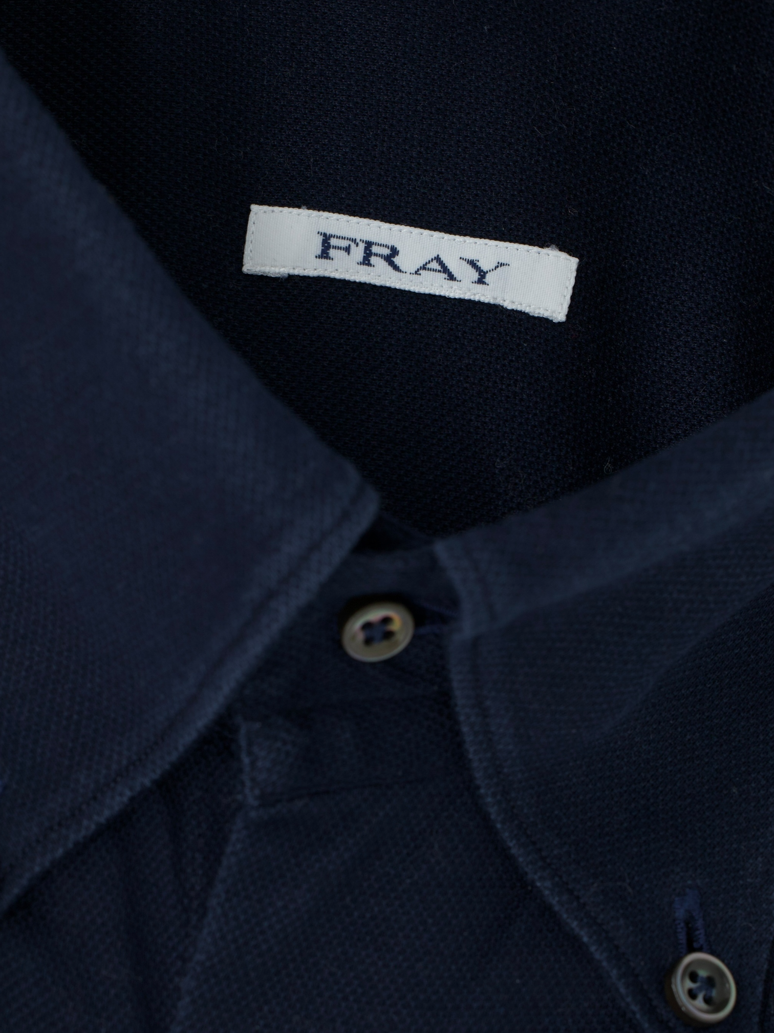 Fray Navy Cotton Piqué Knitted Button-Down Shirt