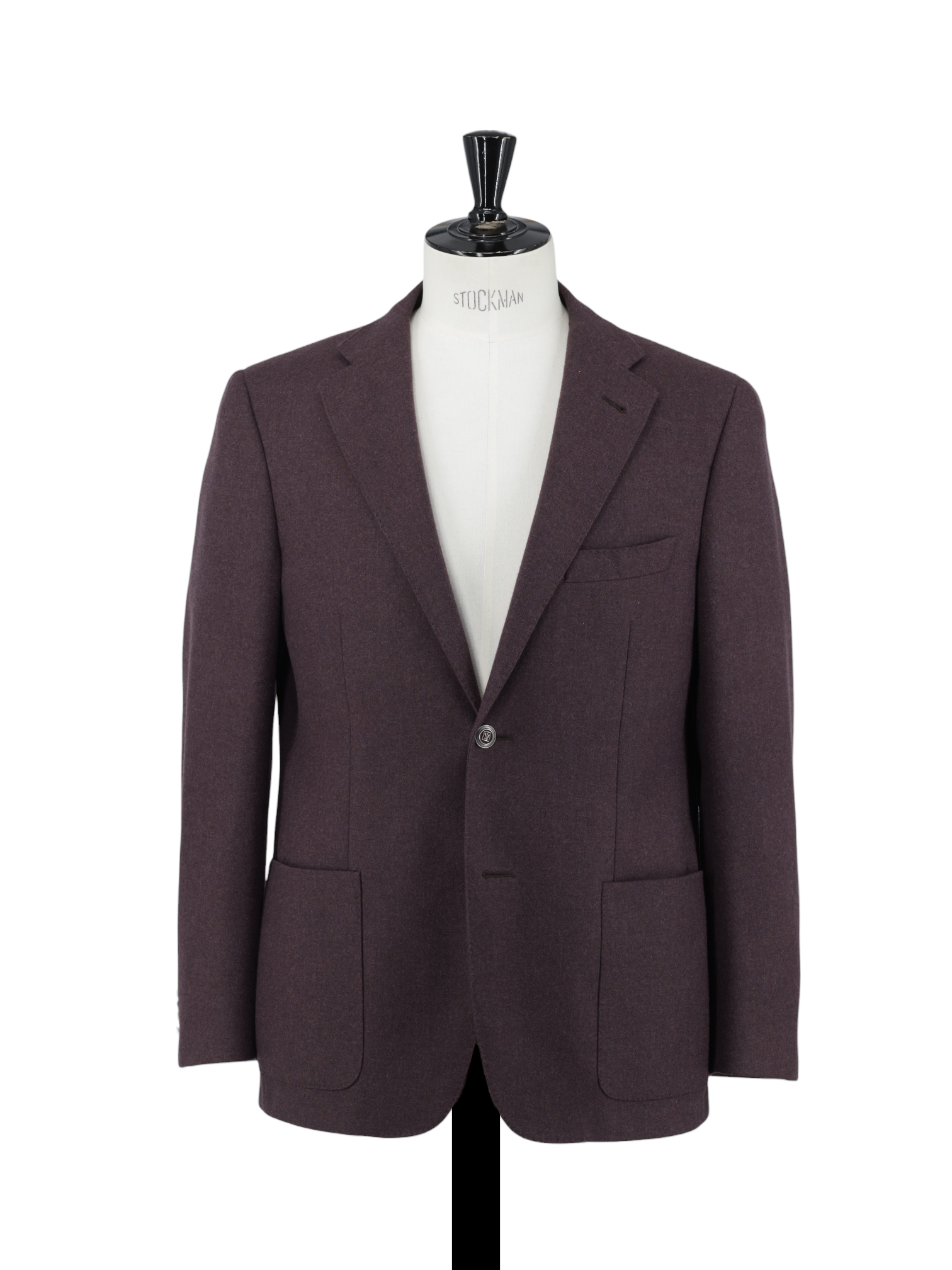 Corneliani Aubergine Brushed Wool & Cashmere Herringbone Jacket