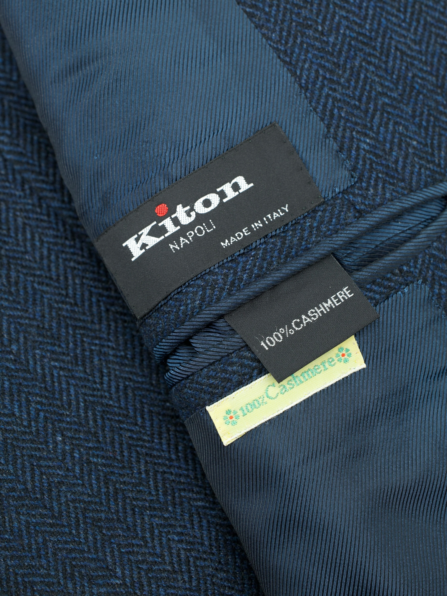 Kiton Dark Teal Pure-Cashmere Herringbone "Cipa 1960" Jacket