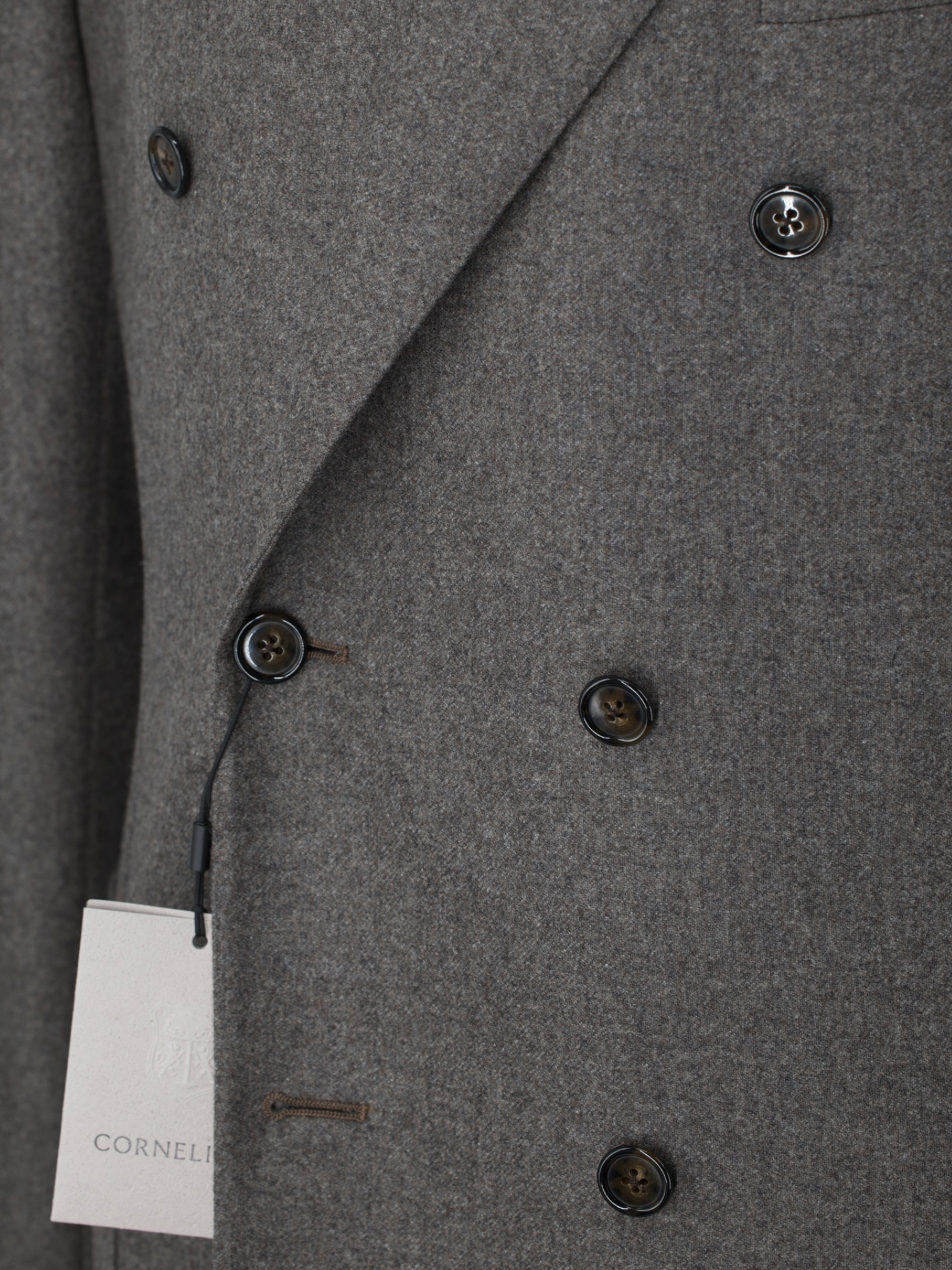 Corneliani Warm Grey Double-Breasted 18.75-Micron Wool Gate Jacket