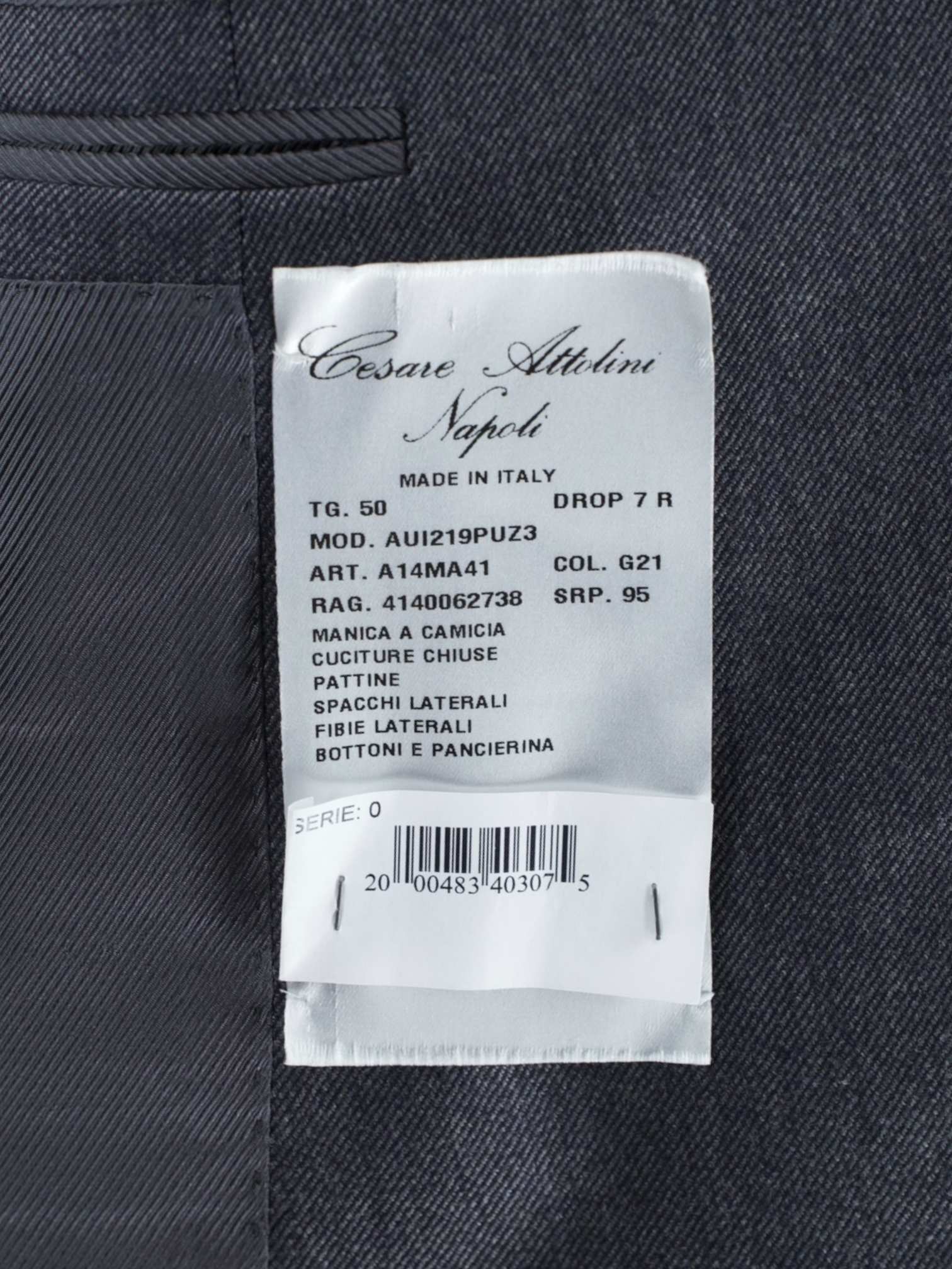 Cesare Attolini 3-Piece Grey Super 130's & Cashmere Peak-Lapel Suit