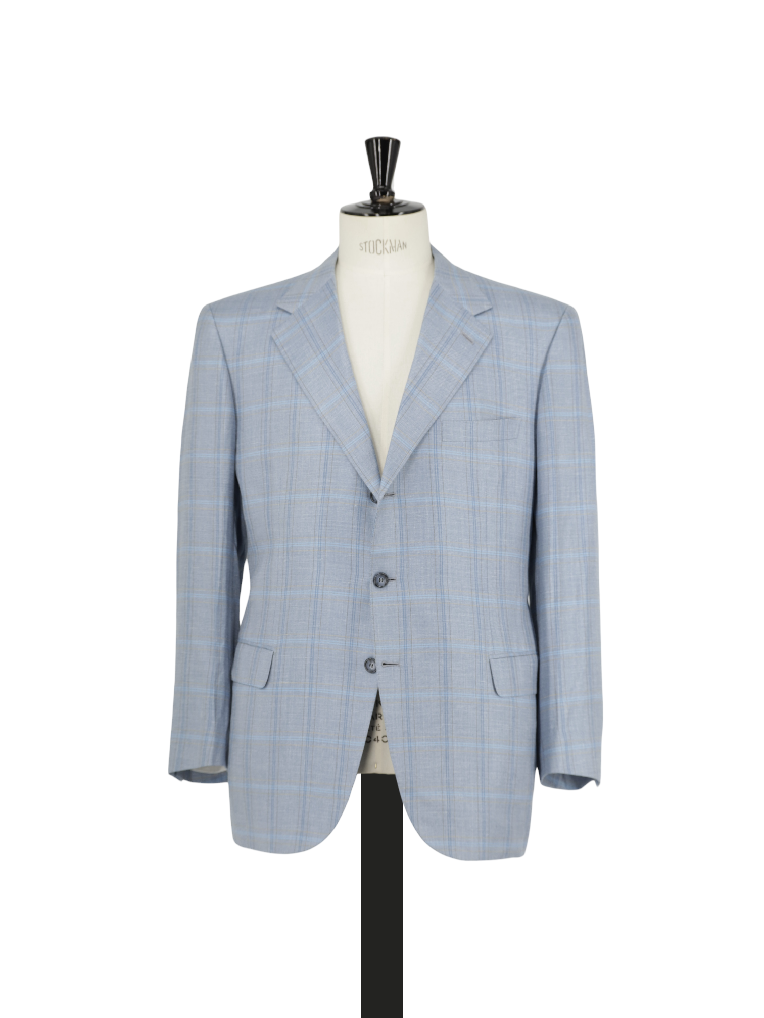 Brioni Ice Blue & Taupe Cashmere, Silk & Linen Overcheck Senato Jacket