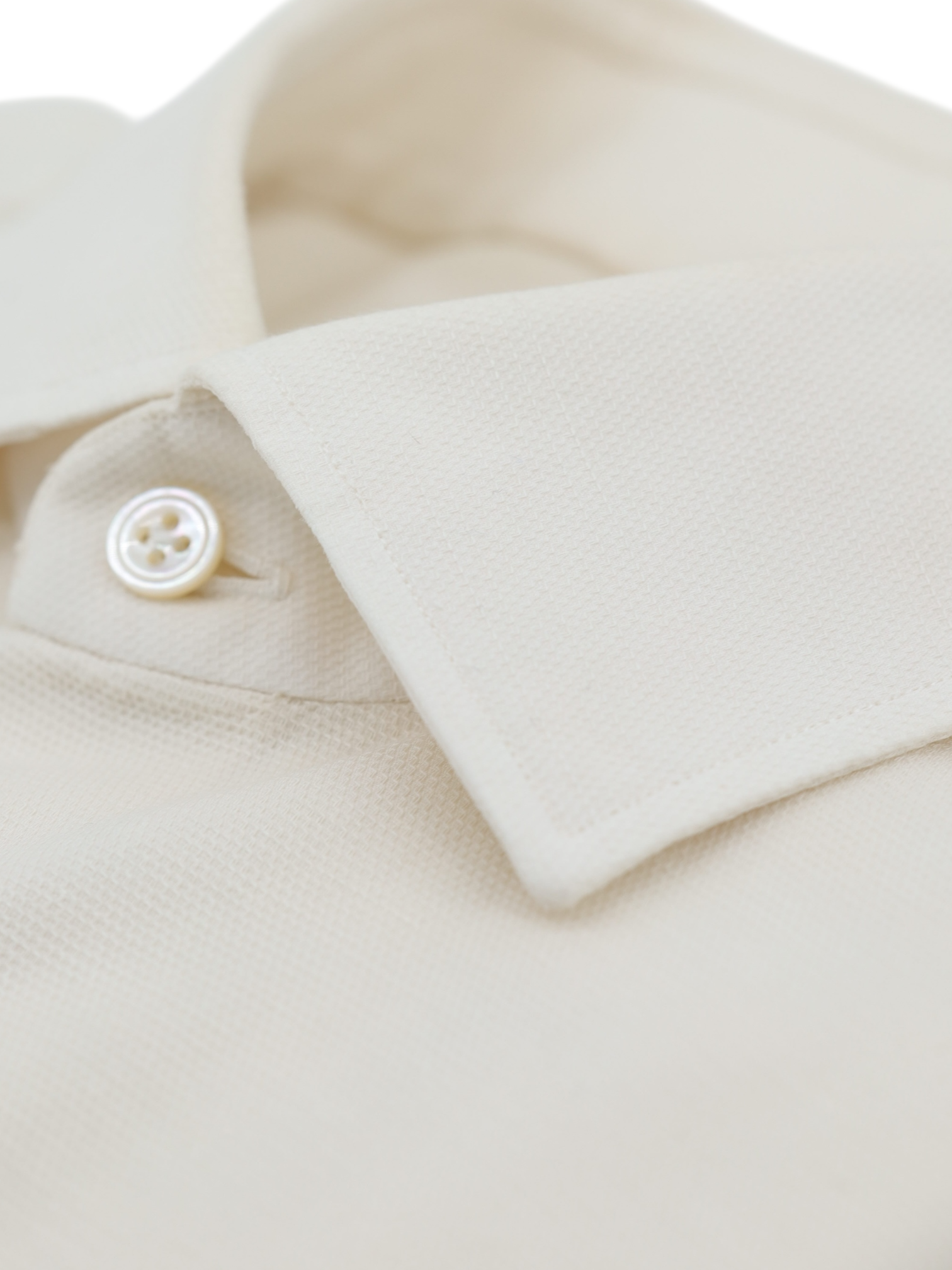 Finamore Ecru Cotton Micro-Pattern Shirt