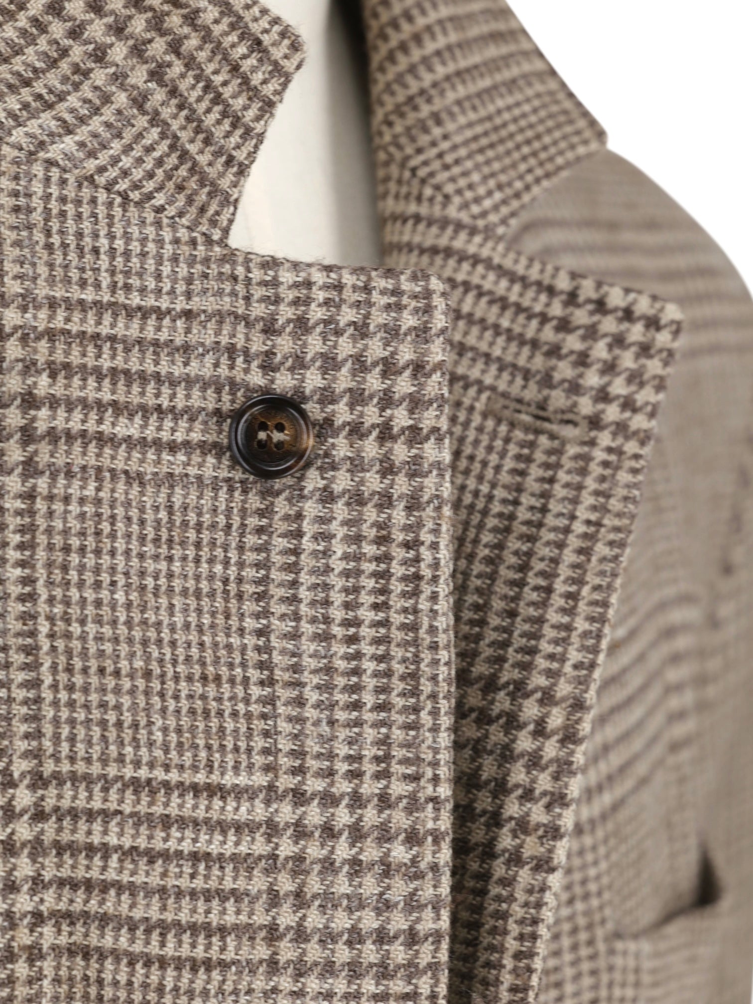 Brunello Cucinelli Light Brown Wool, Silk & Linen Prince of Wales Jacket