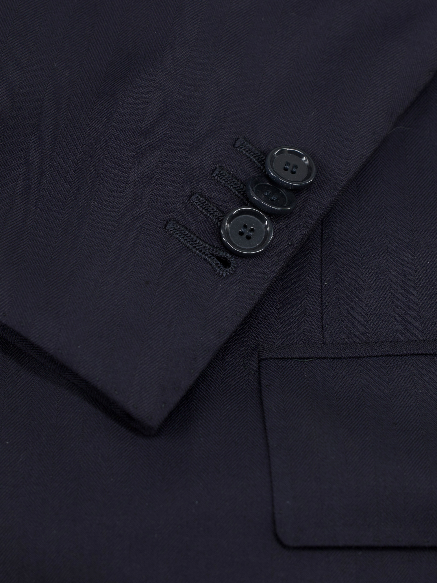 Cesare Attolini Deep Navy Super 210's Shadow-Herringbone Suit