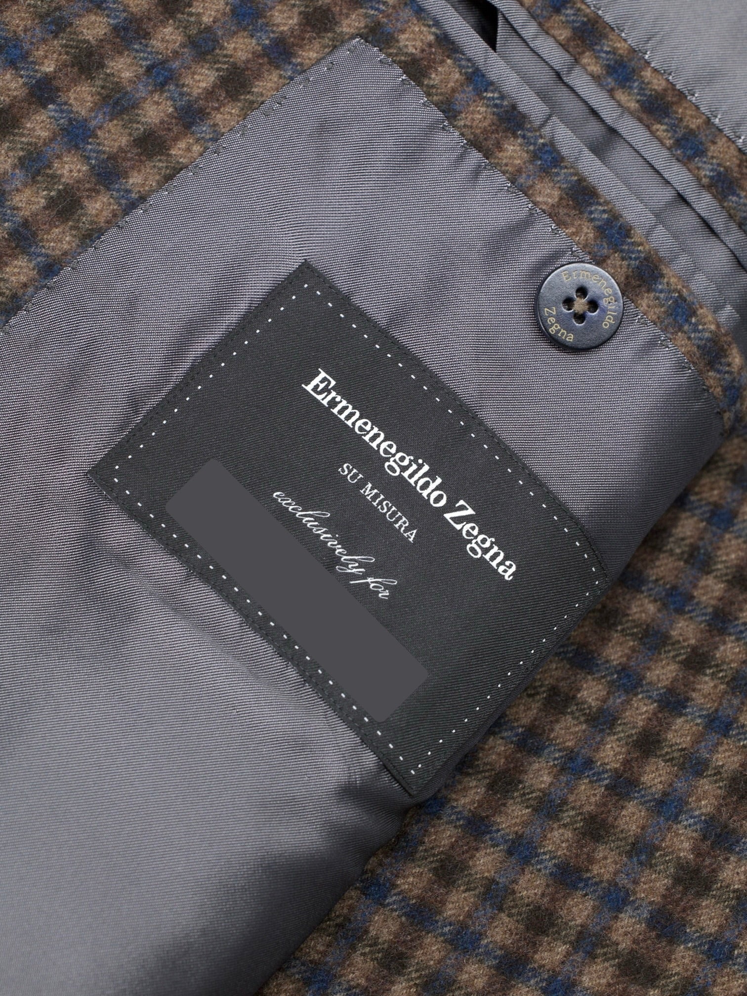 Ermenegildo Zegna Brown & Teal Wool & Trofeo-Cashmere Checkered Mila Jacket