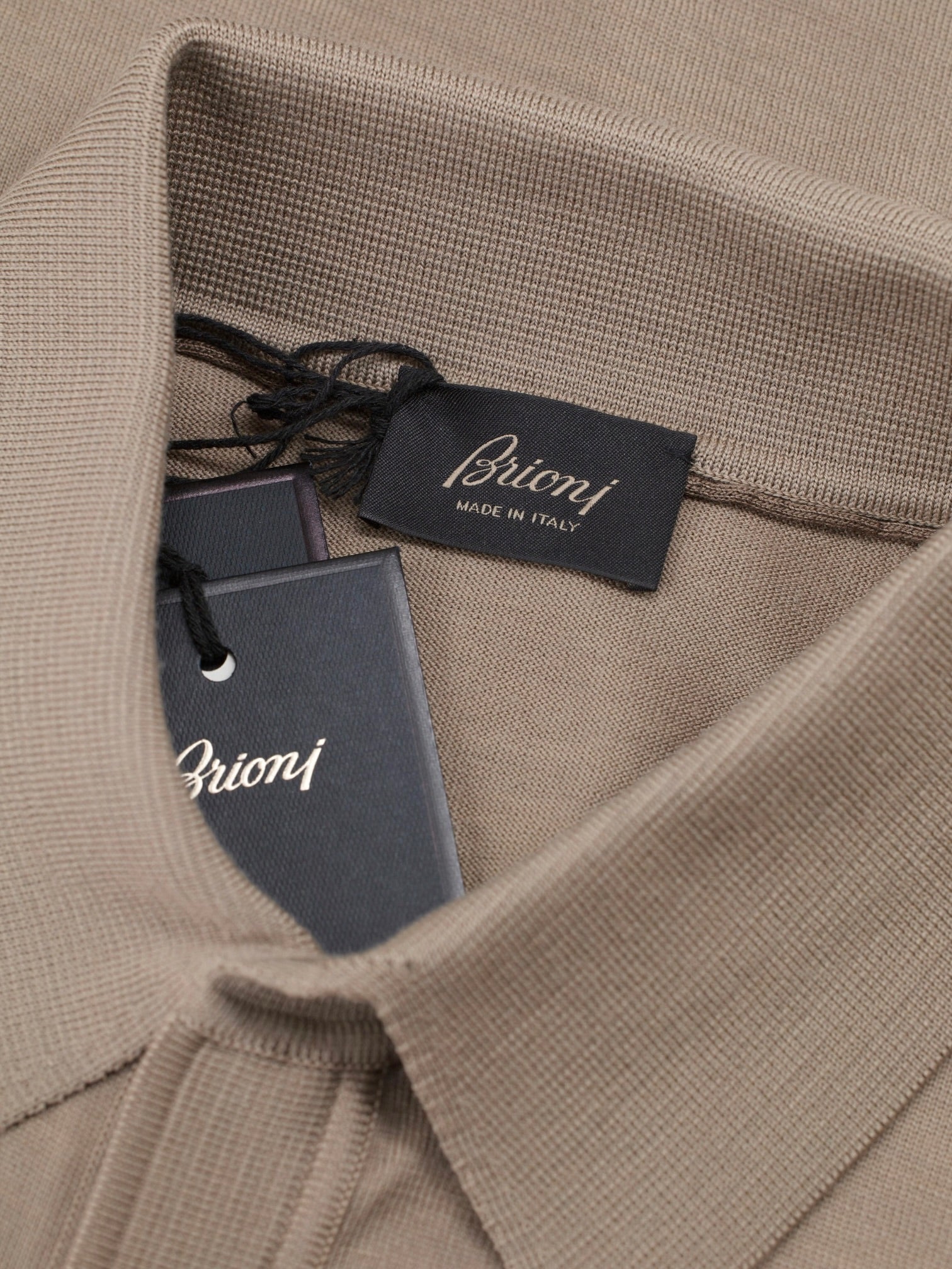 Brioni Light Brown Fine-Wool Jersey Knitted Full-Button Polo Shirt