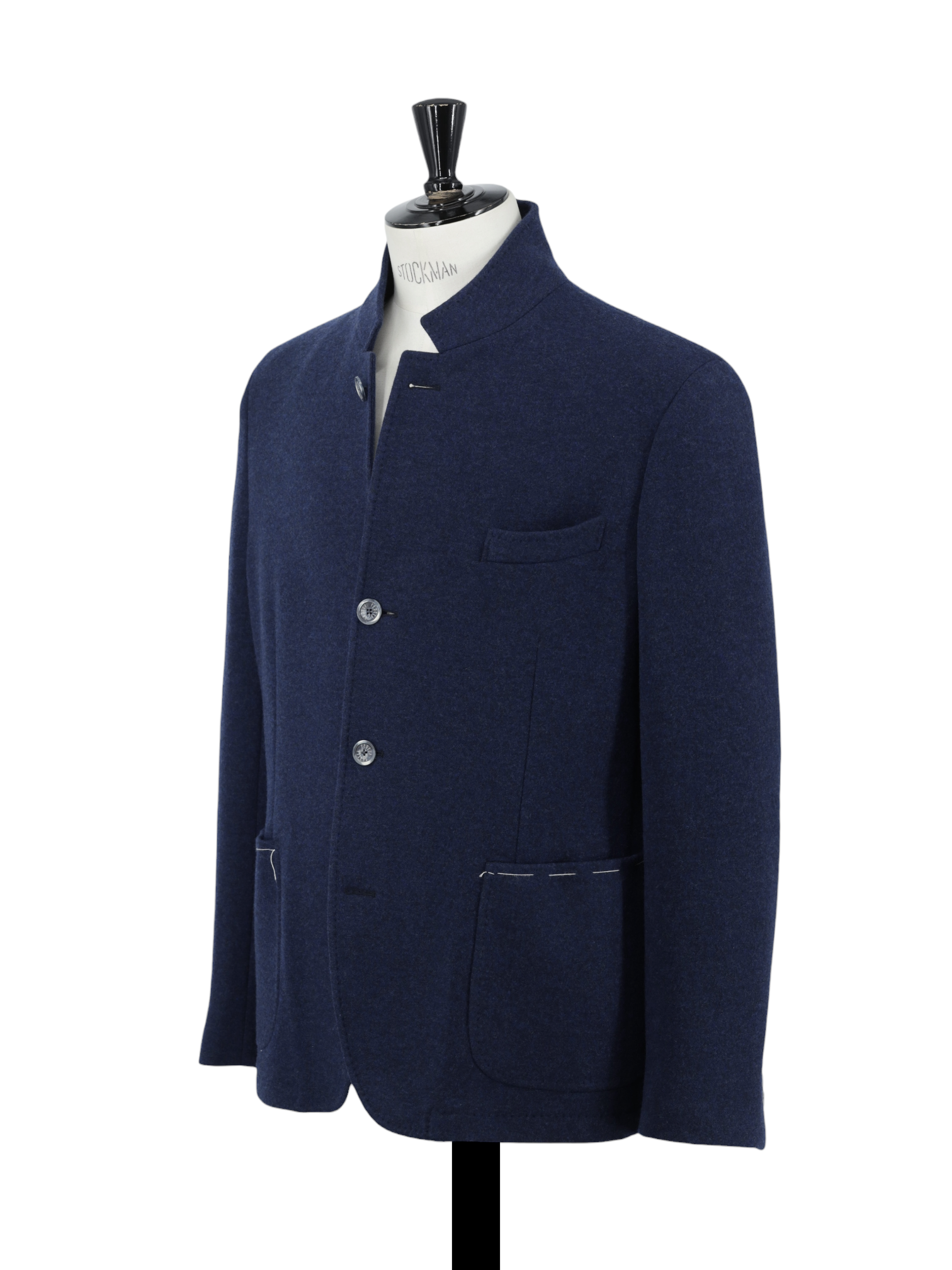 Fedeli Dark Blue Pure Cashmere Tubular-Collar "Damon" Jacket