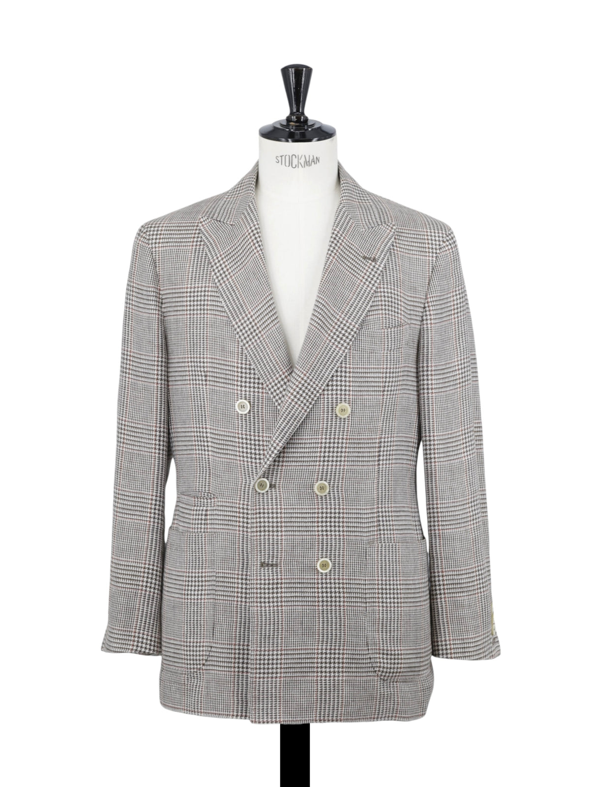 Brunello Cucinelli Brown Linen, Wool & Silk Double-Breasted Glenplaid Suit
