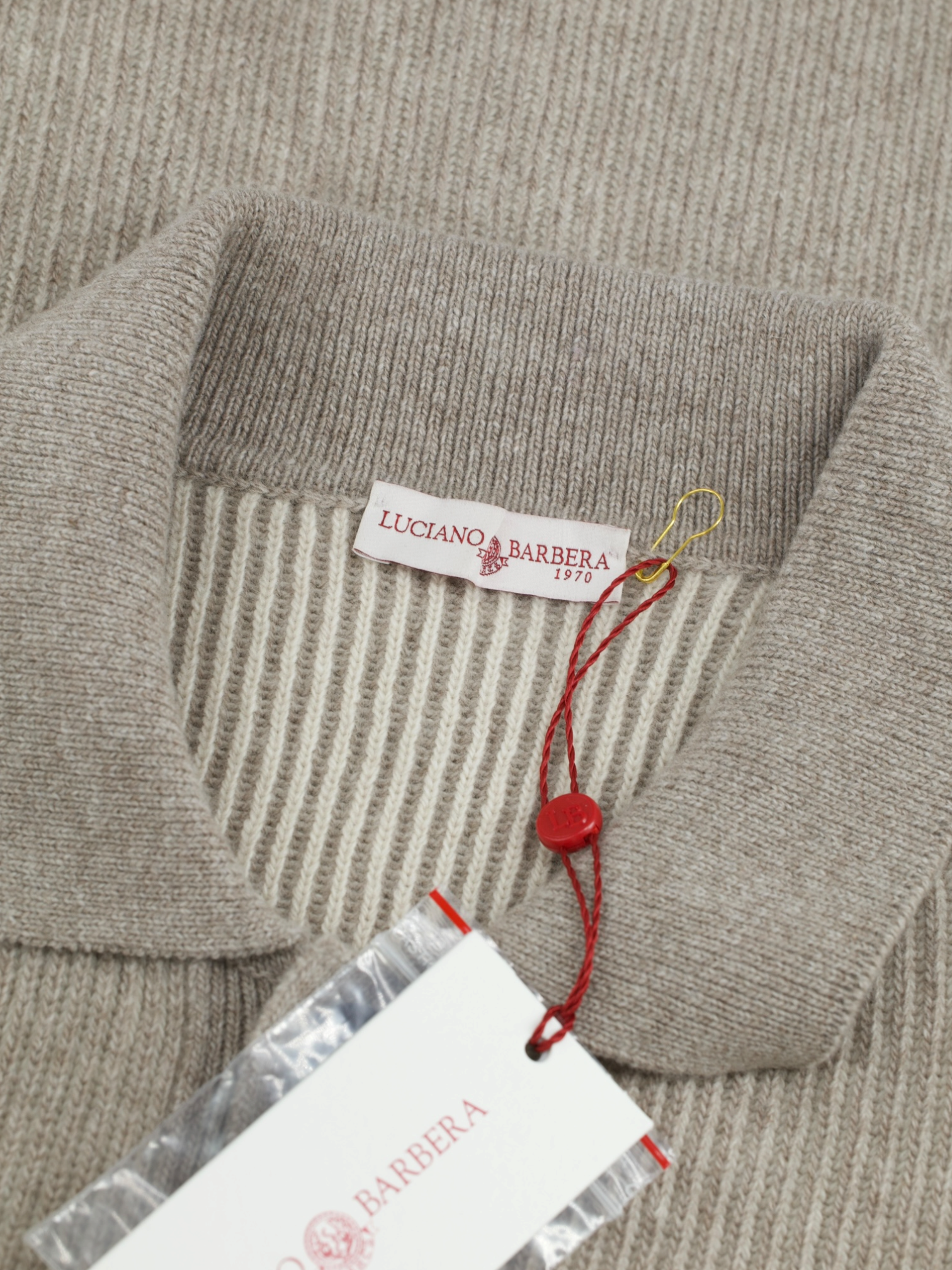 Luciano Barbera Taupe Wool & Cashmere Rib-Knitted Straight-Fit Sweater