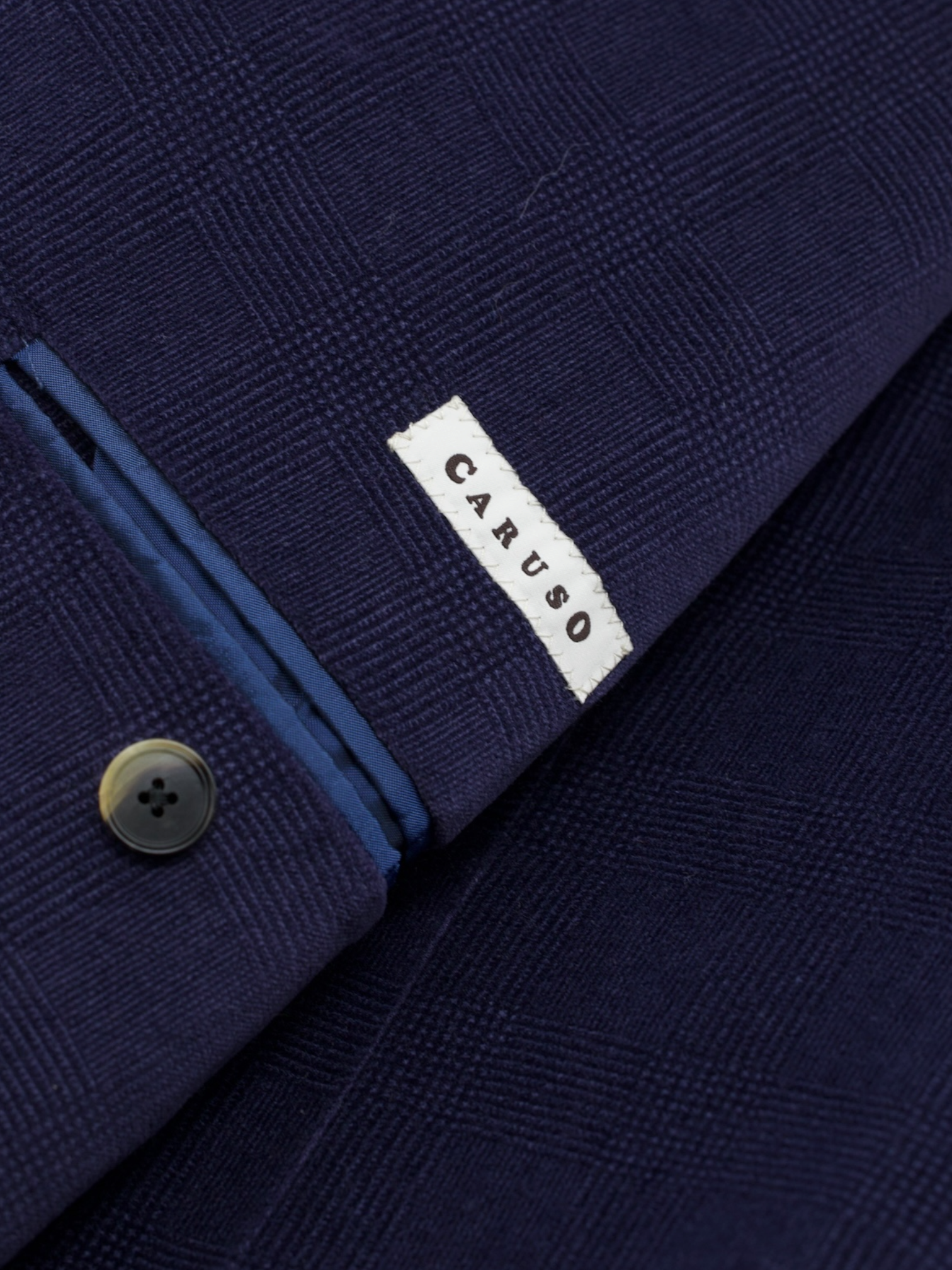 Caruso Dark Purple Pure Cotton-Velvet Shadow-Check Jacket