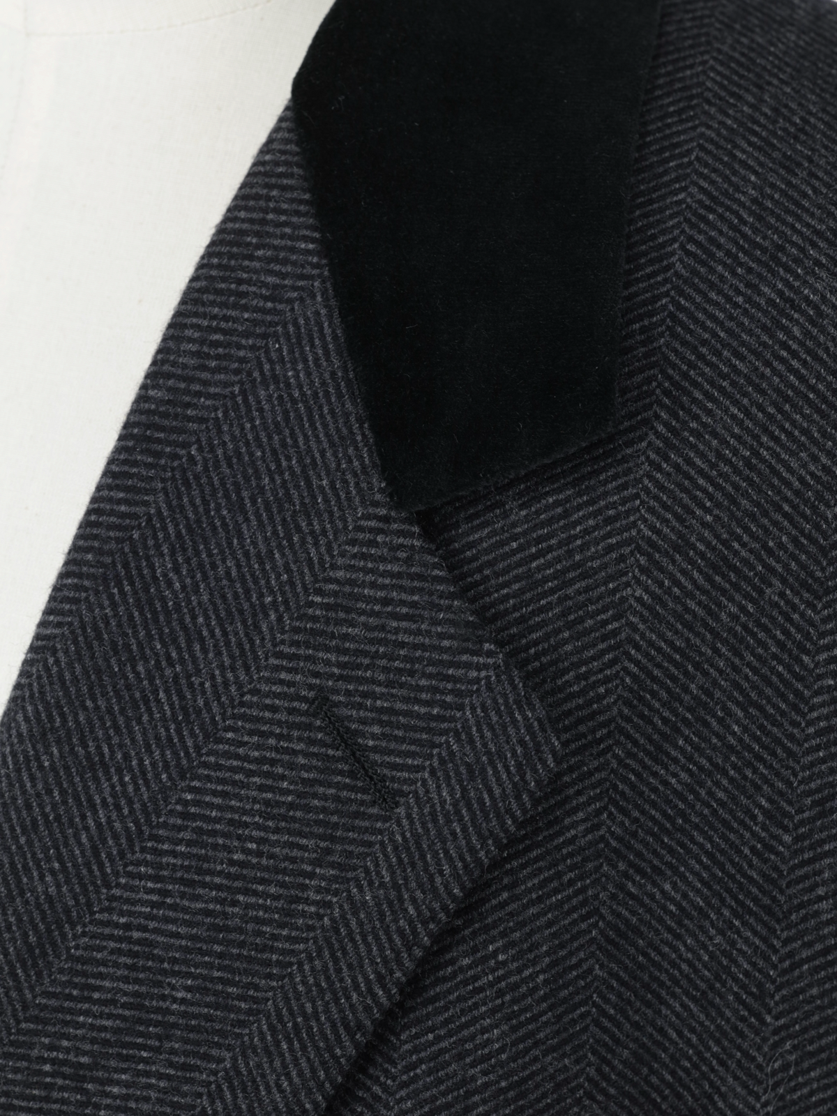 Ermenegildo Zegna Vintage Charcoal Wool & Cashmere Herringbone Covert Coat