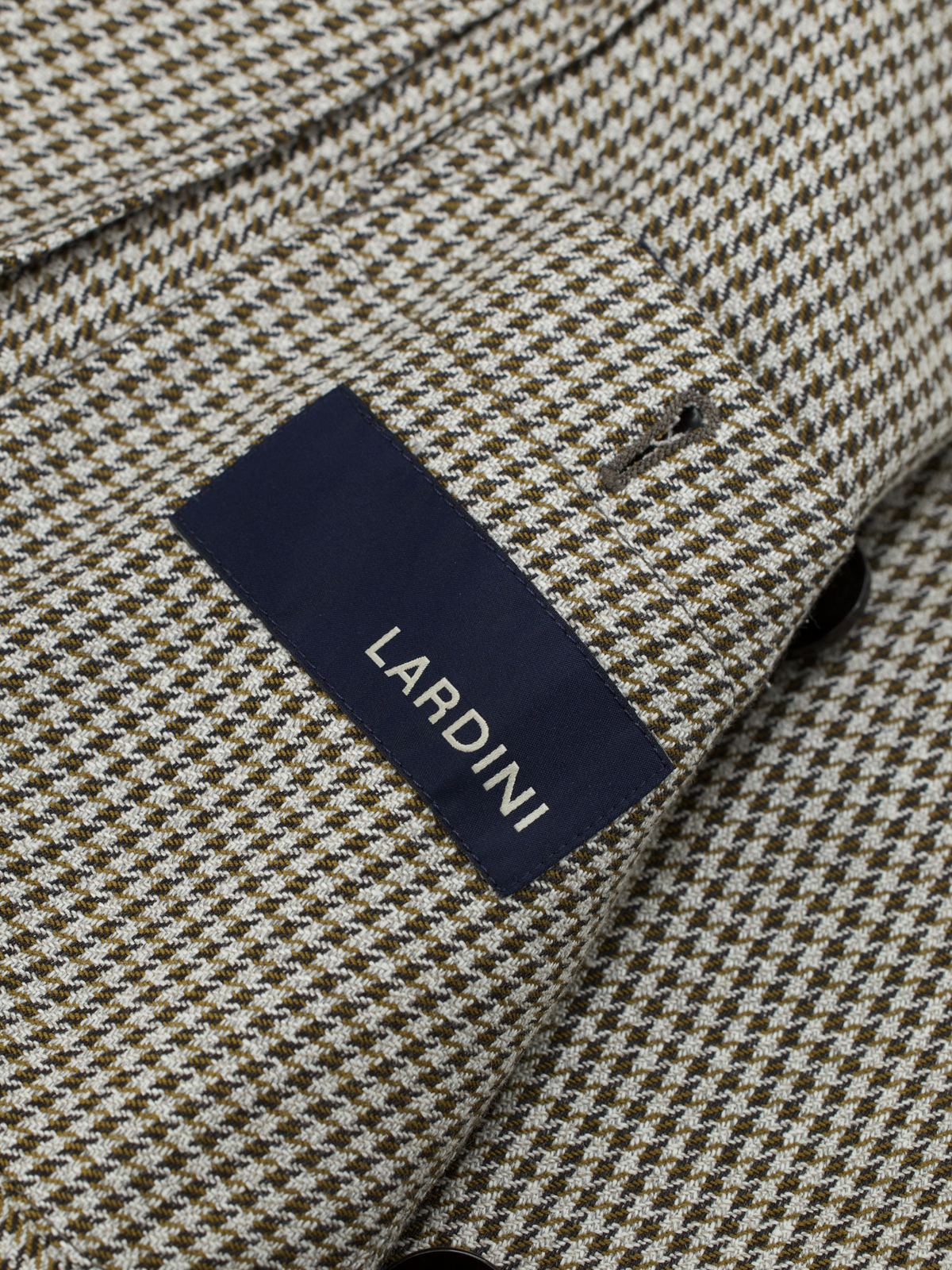 Lardini Light Brown Double-Breasted Wool & Silk Pied de Poule Jacket