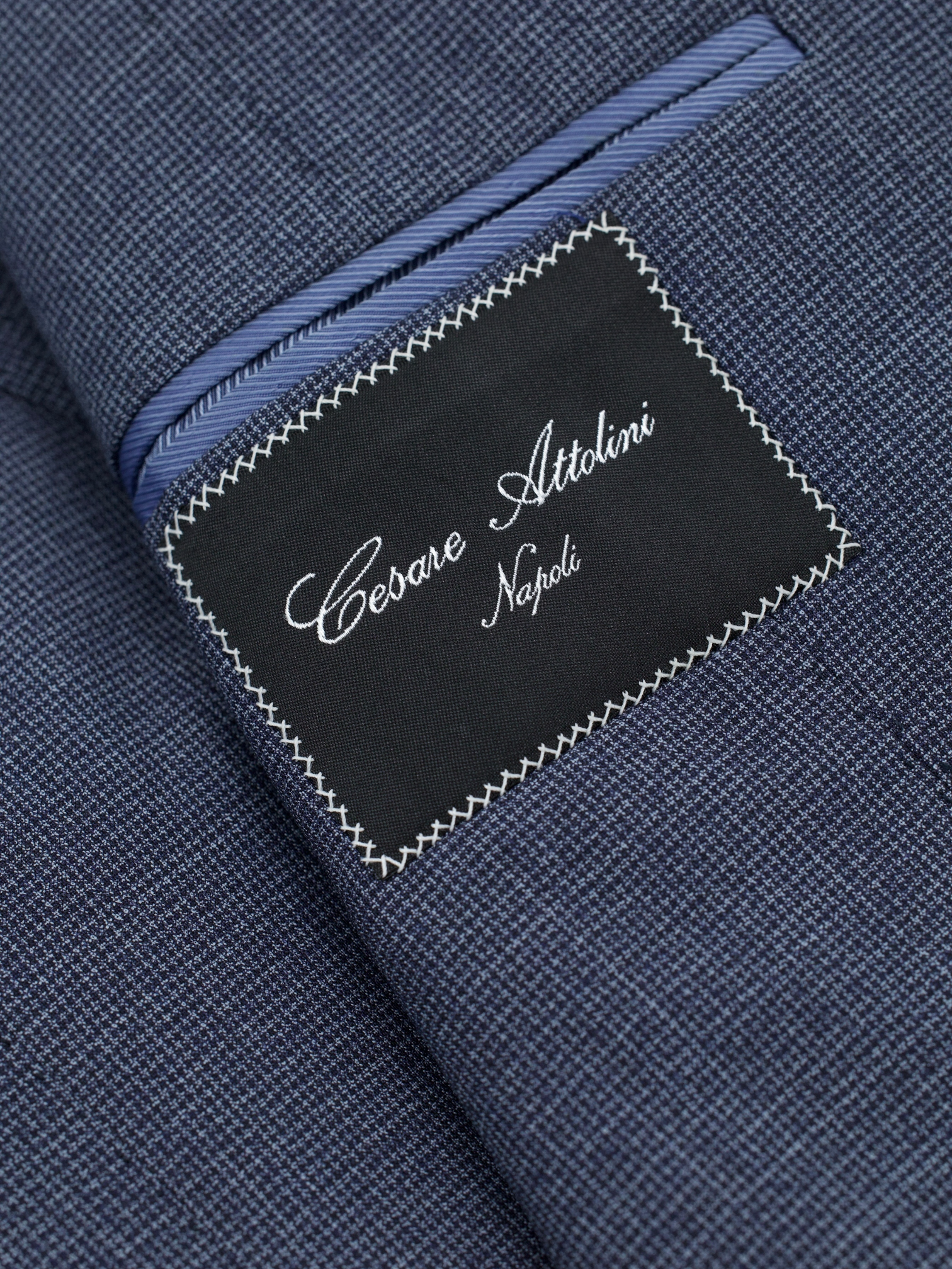 Cesare Attolini Steel Blue Super 150's Puppytooth Jacket