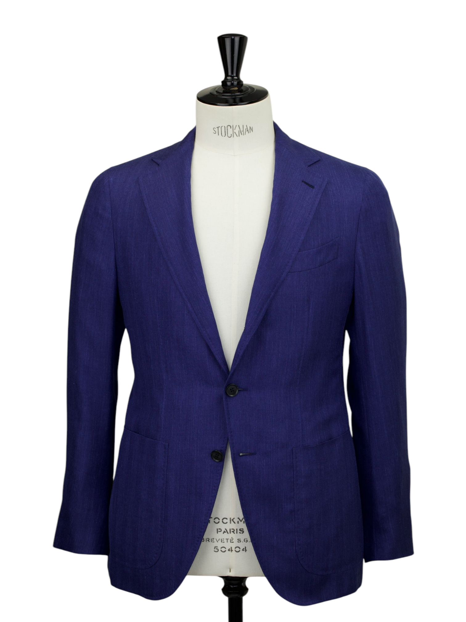 Caruso Azure Blue Wool, Silk & Linen Herringbone "Aida" Jacket