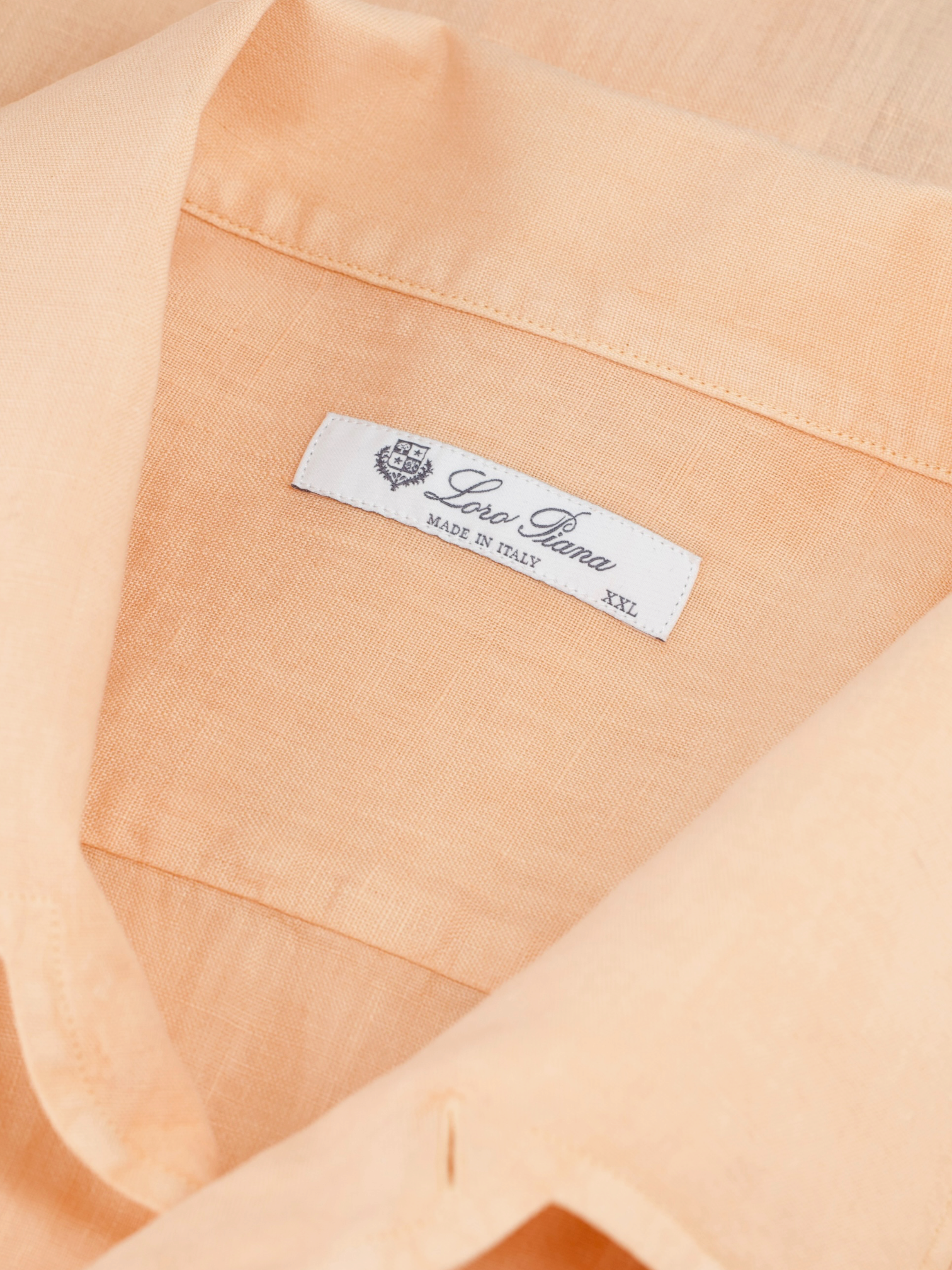 Loro Piana Pastel Orange André Garment-Dyed Linen Summer Shirt